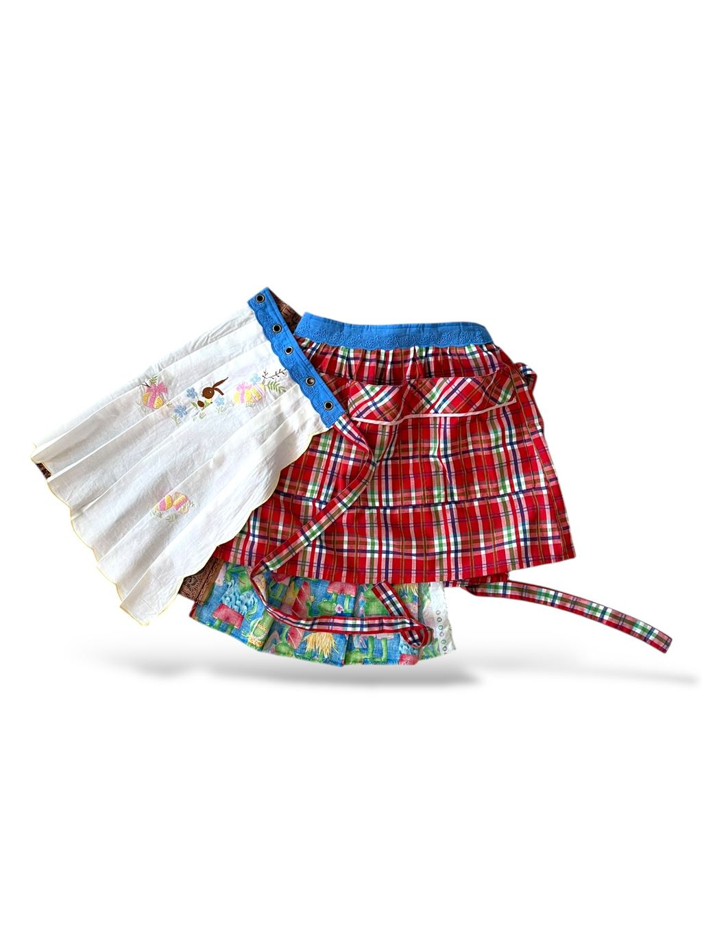 Upcycled vintage fabric textile tablecloth wrap skirt