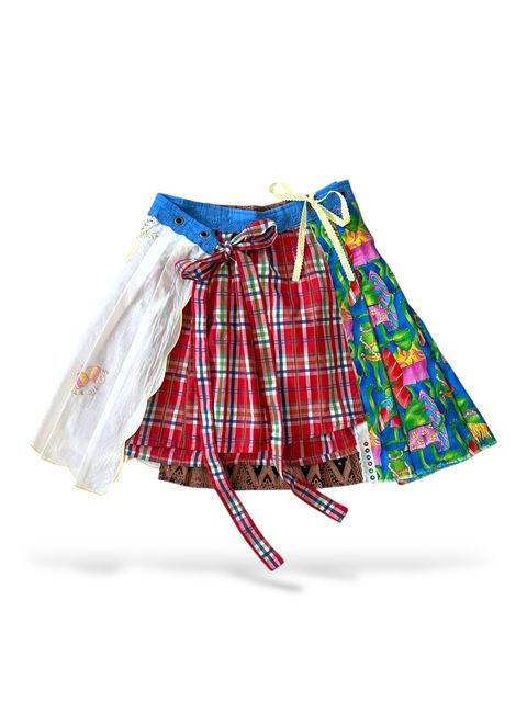 Upcycled vintage fabric textile tablecloth wrap skirt