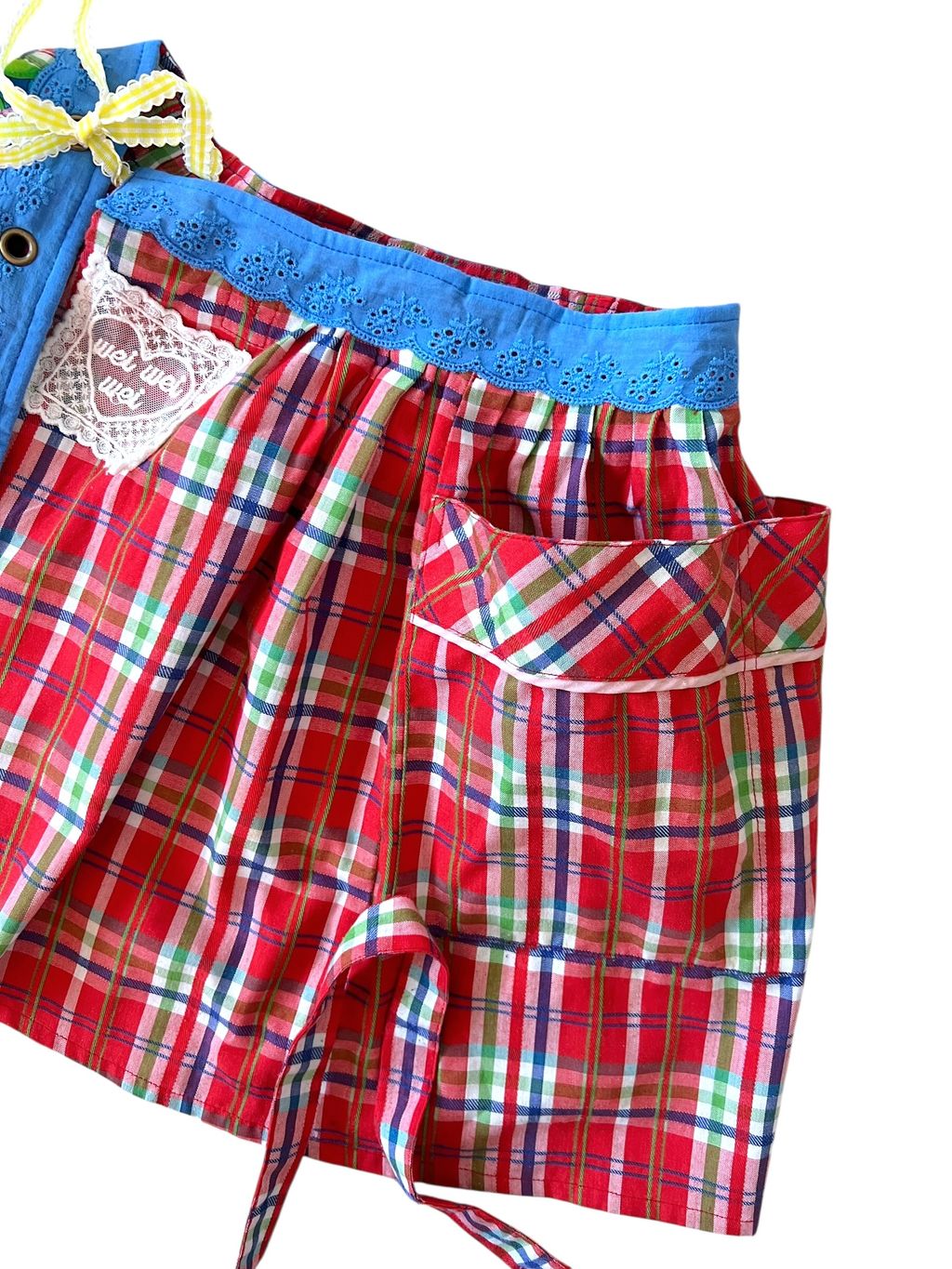 Upcycled vintage fabric textile tablecloth wrap skirt