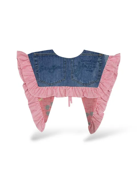 vintage tablecloth upcycled denim detachable collar handmade