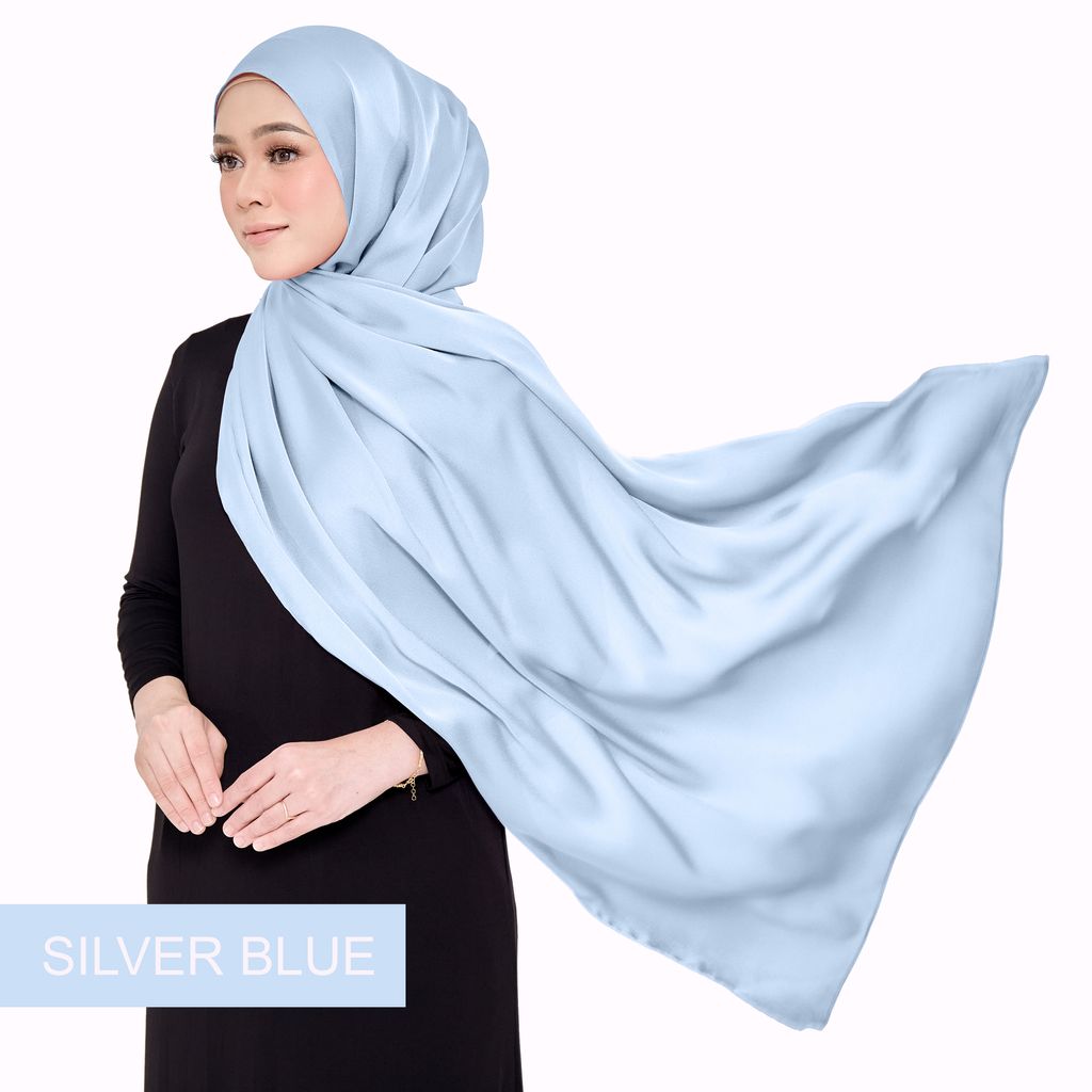 SHAWL SATIN MALAIKA - SILVER BLUE