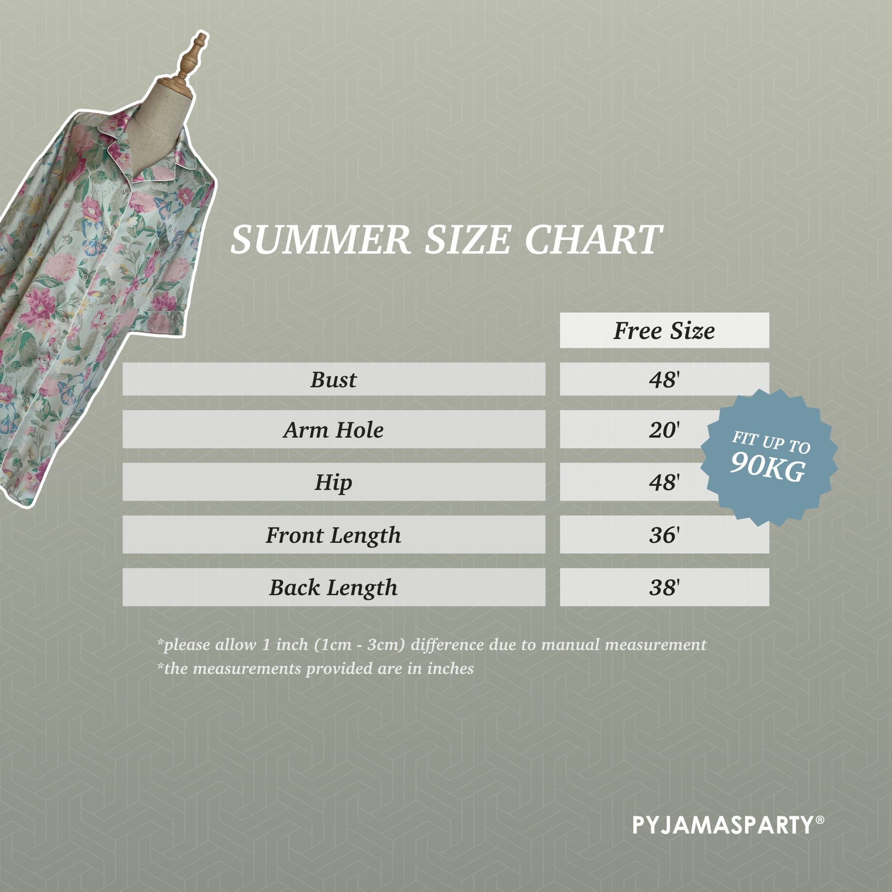 Summer - Size Chart