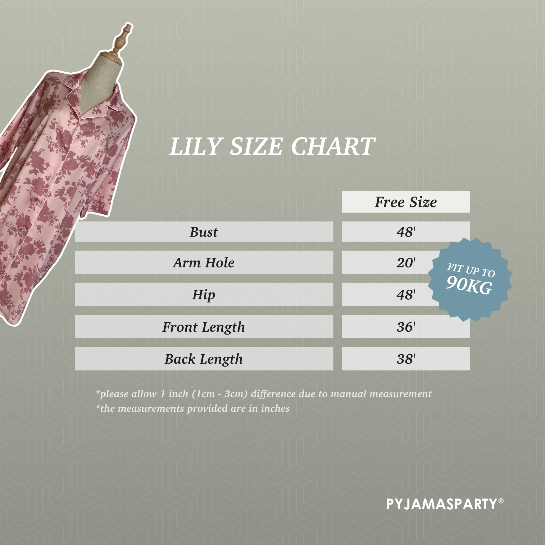 Lily - Size Chart