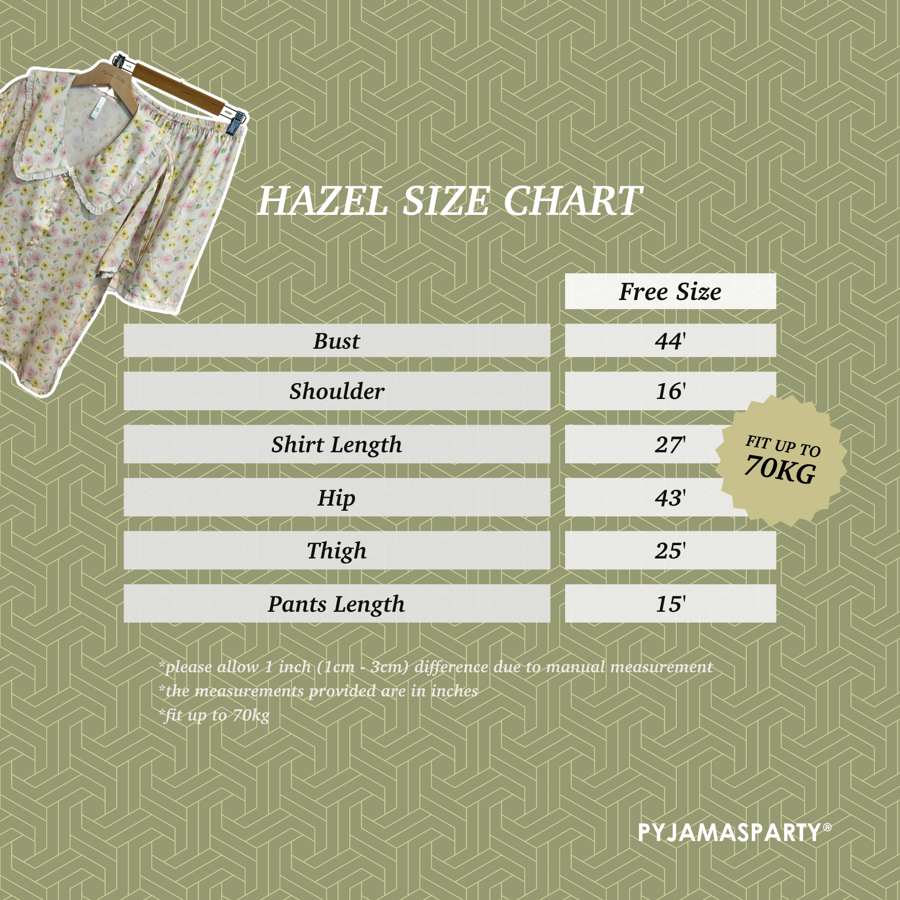 Hazel - Size Chart