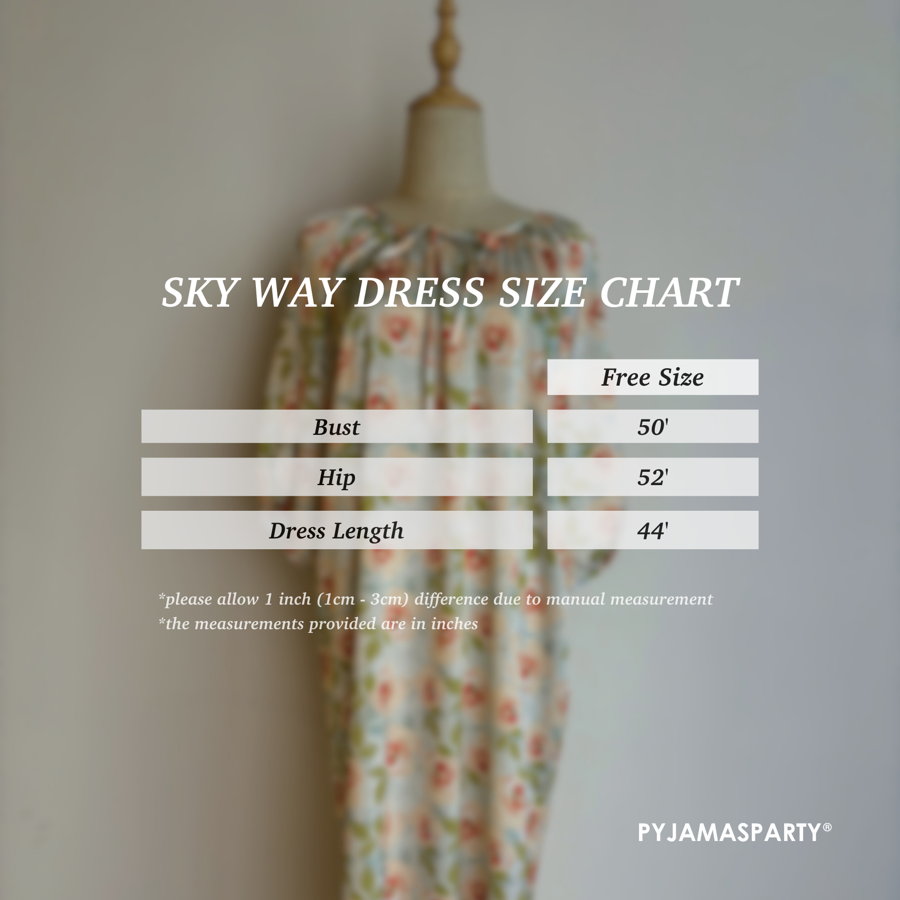 Sky Way Dress - Size Chart