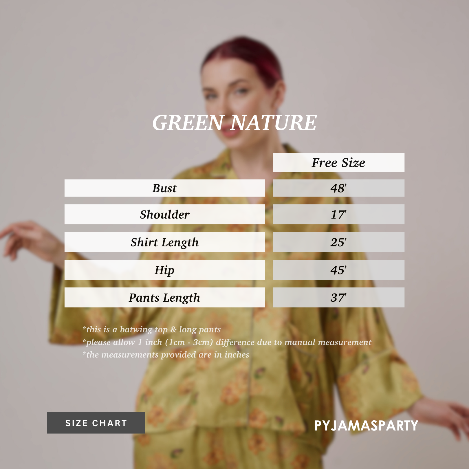 Green Nature - Size Chart