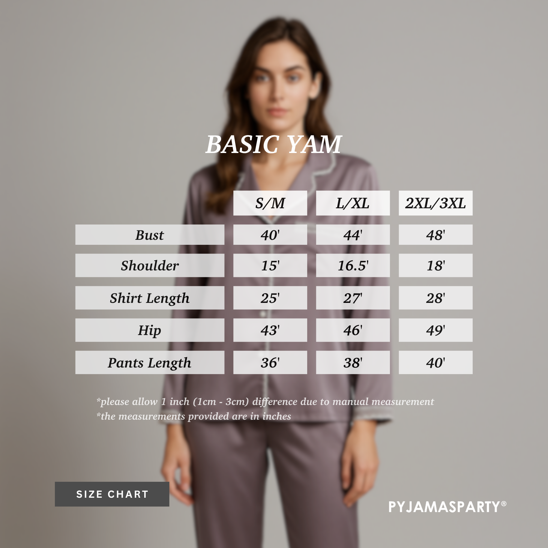 Basic Yam - Size Chart (New)