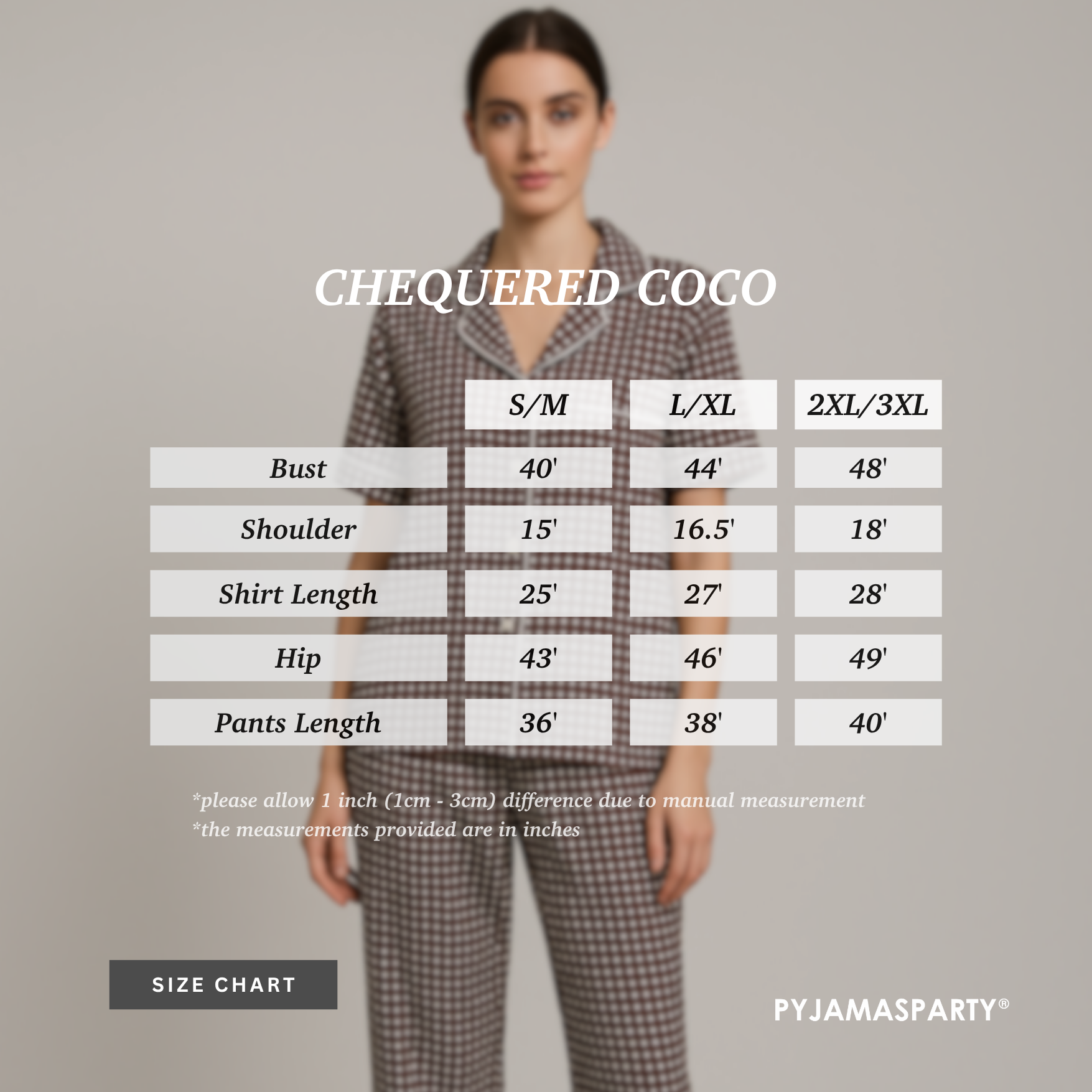 Chequered Coco - Size Chart (New)