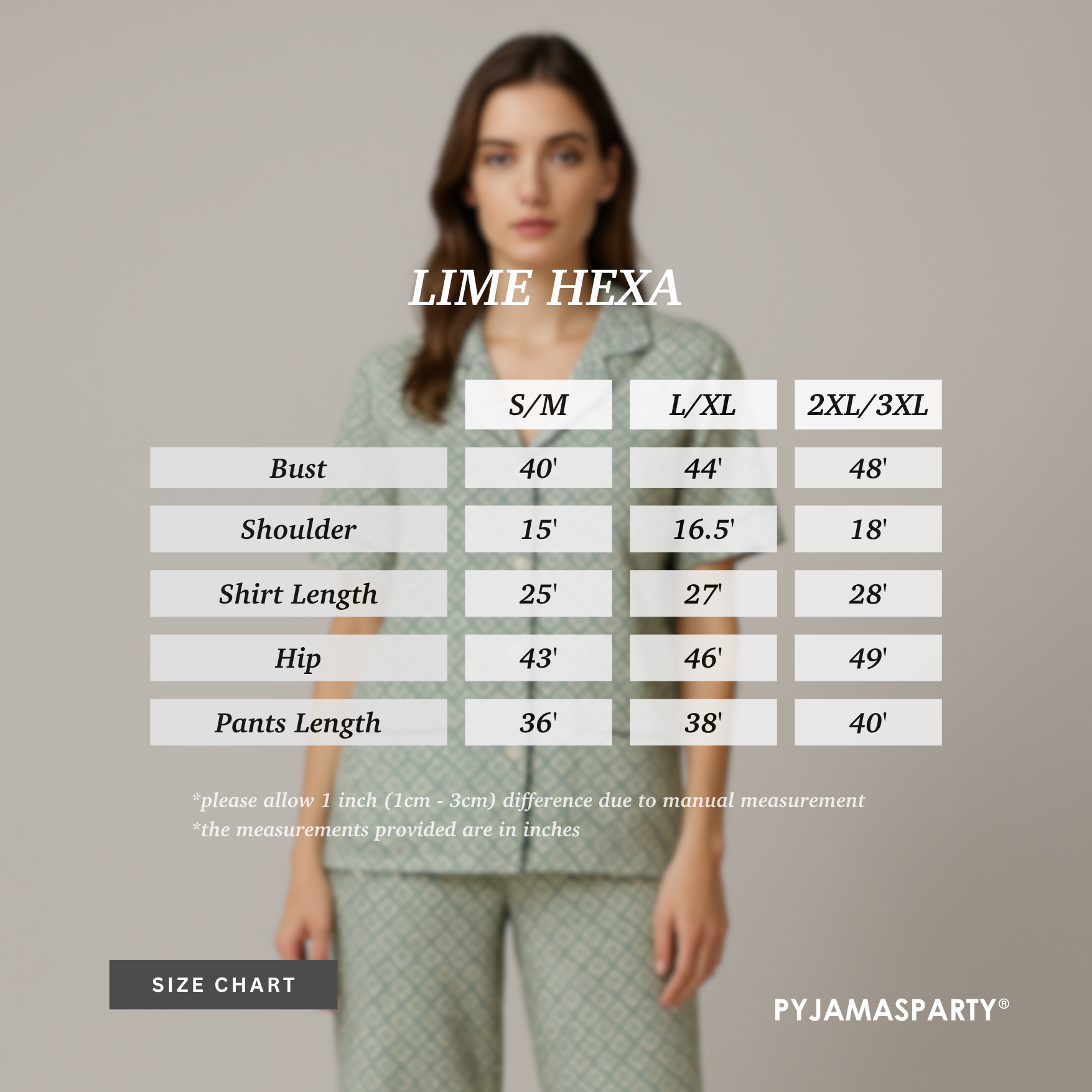 Lime Hexa - Size Chart (New)