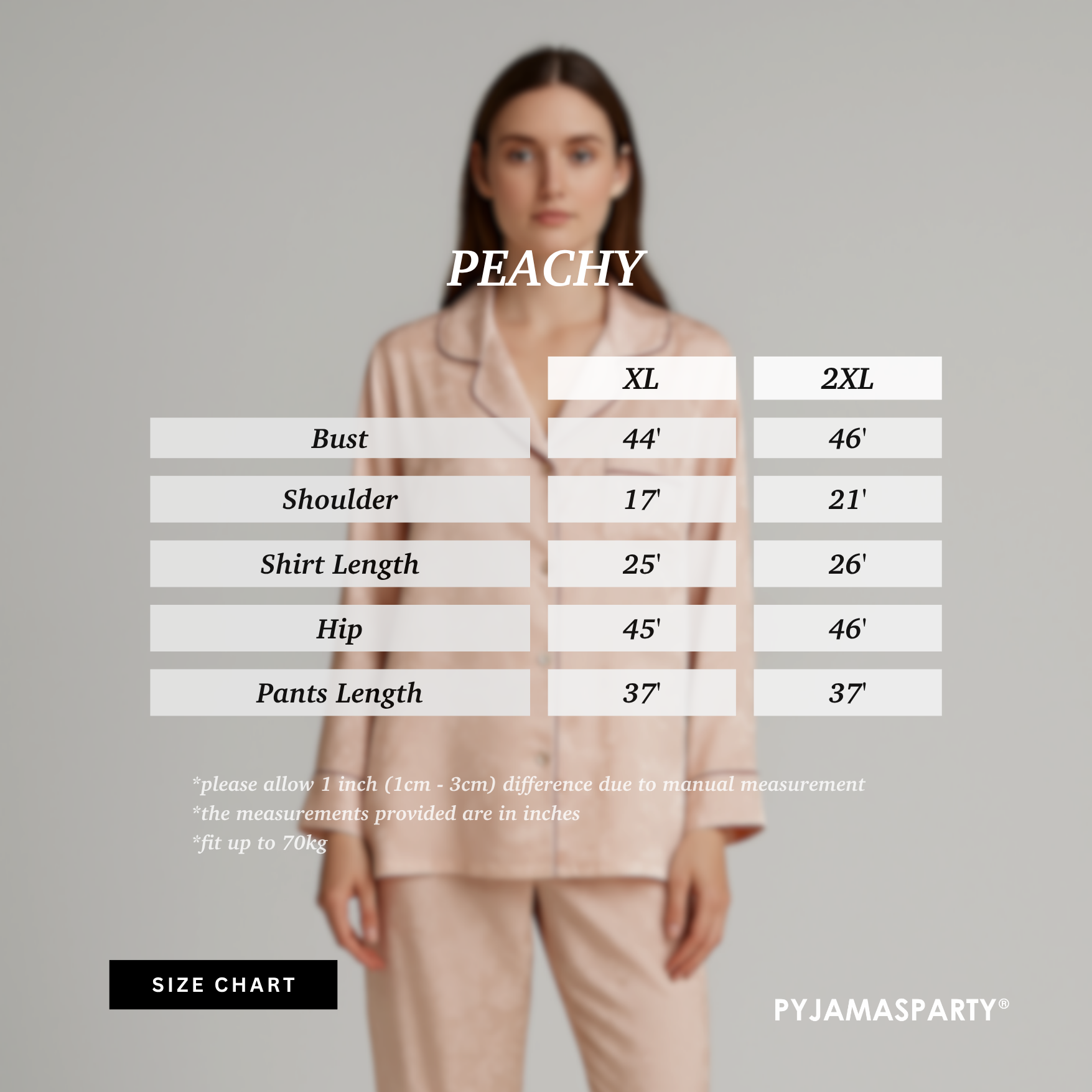 Peachy - Size Chart