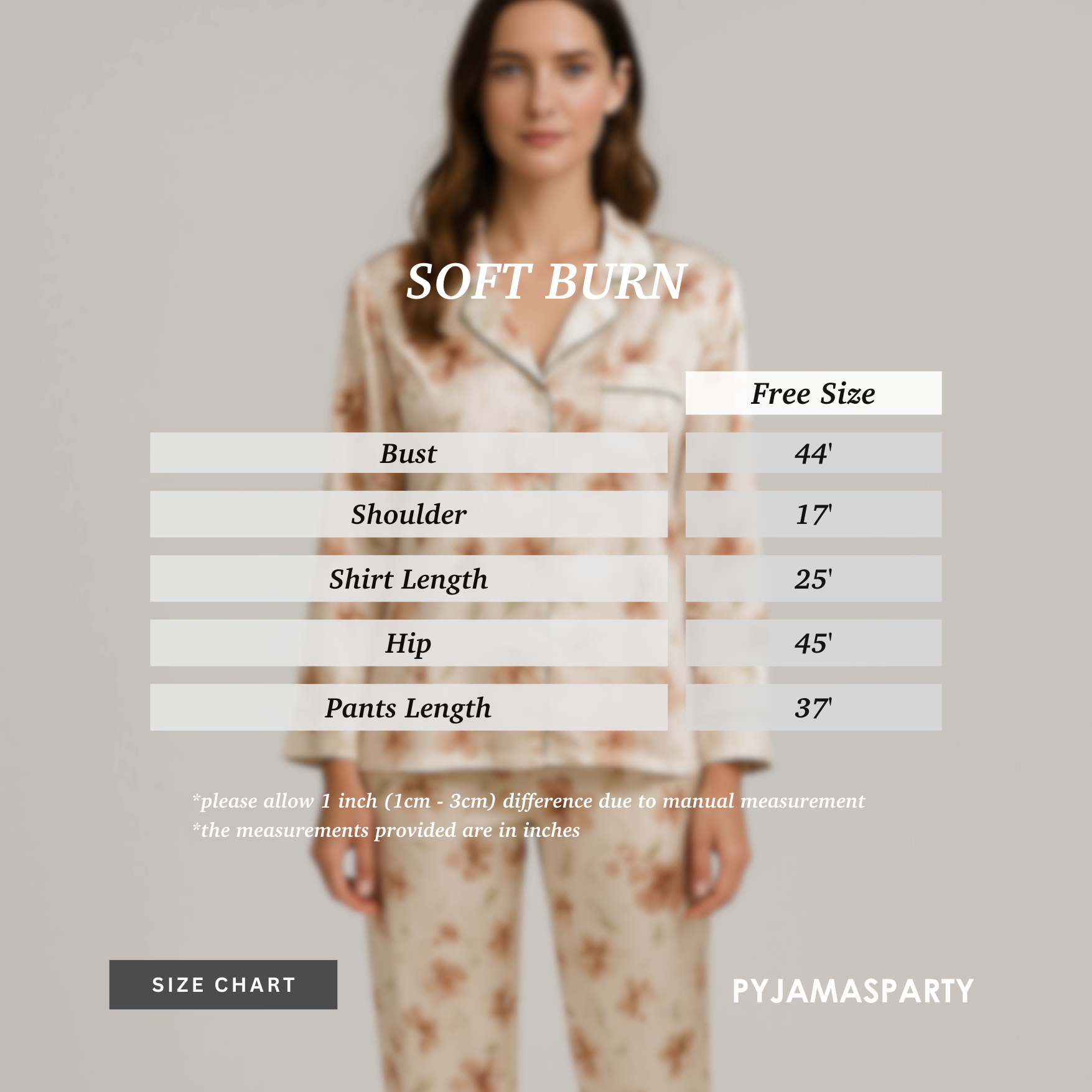 Soft Burn - Size Chart