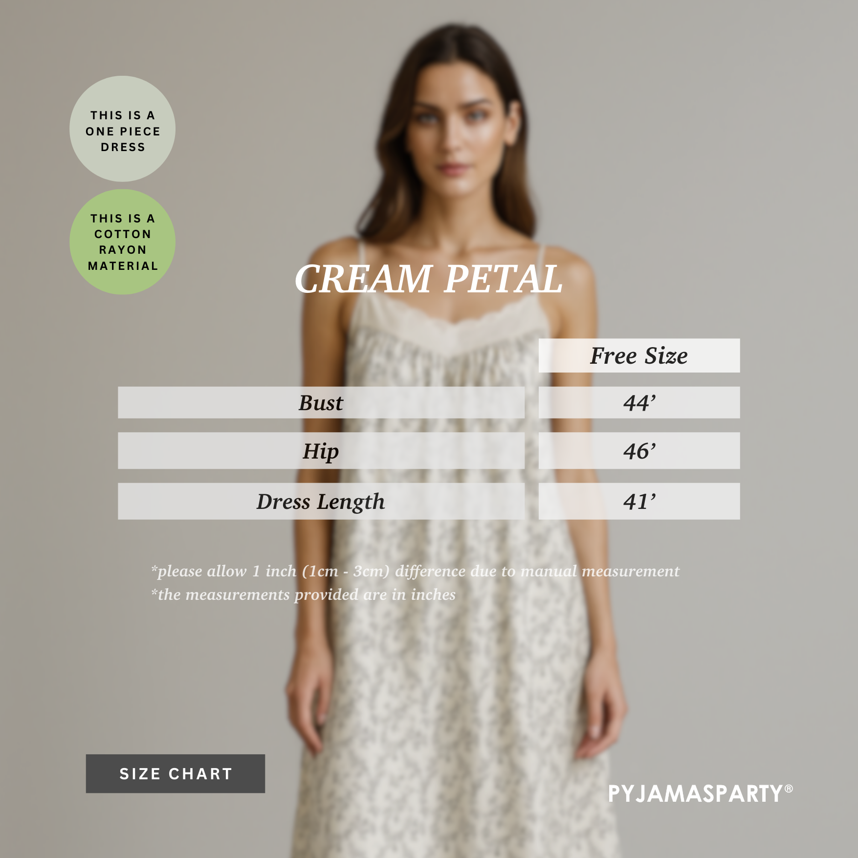 Cream Petal - Size Chart