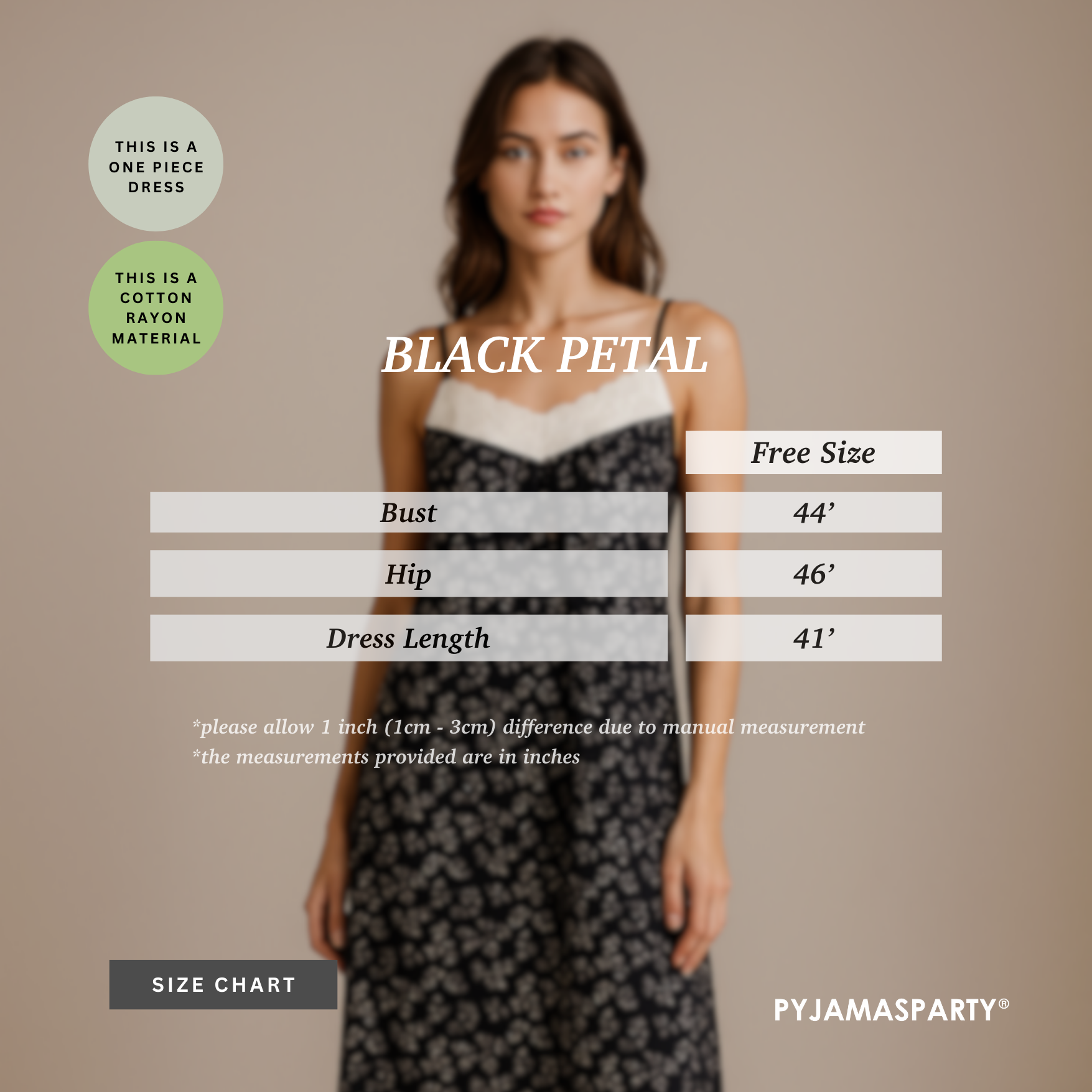 Black Petal - Size Chart