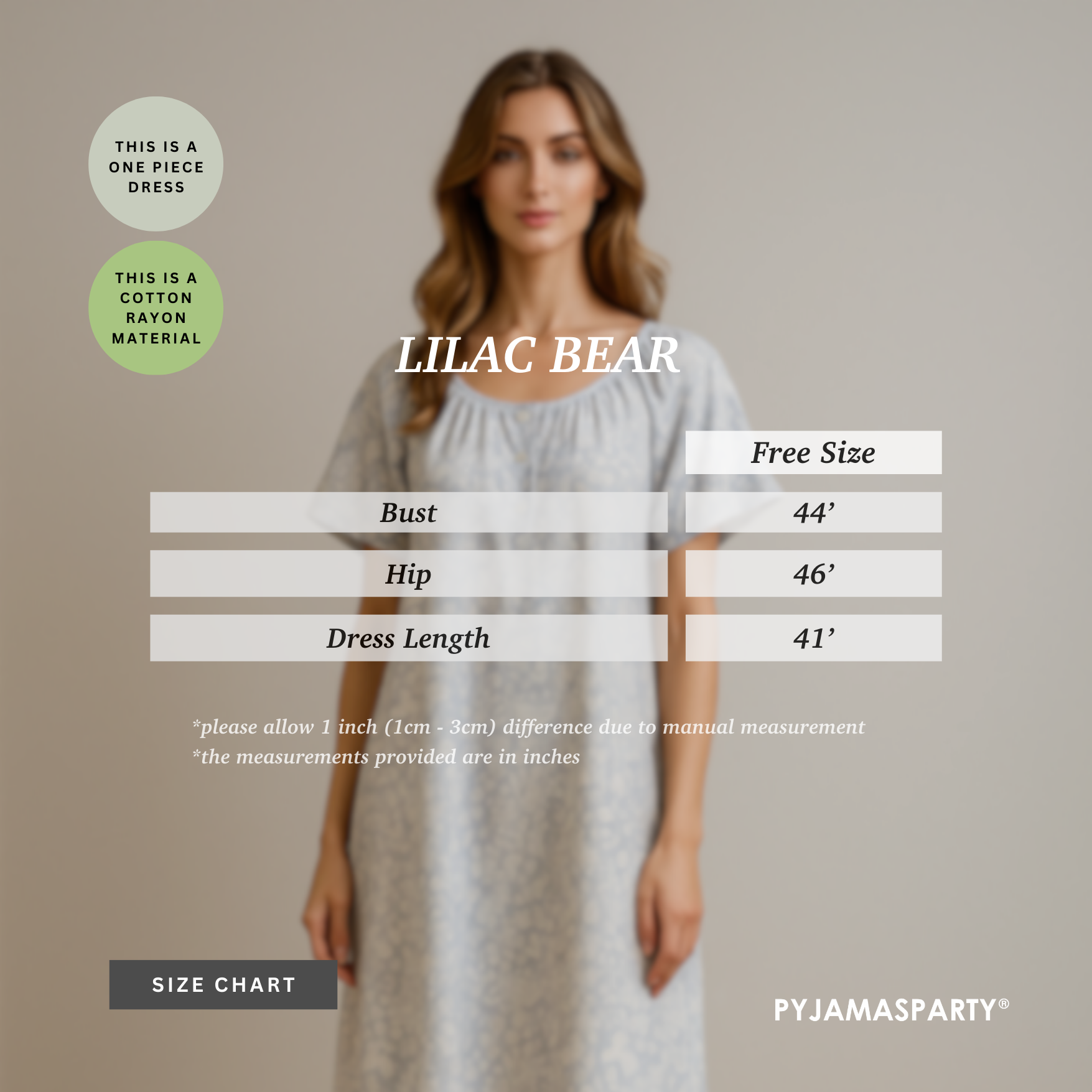 Lilac Bear - Size Chart
