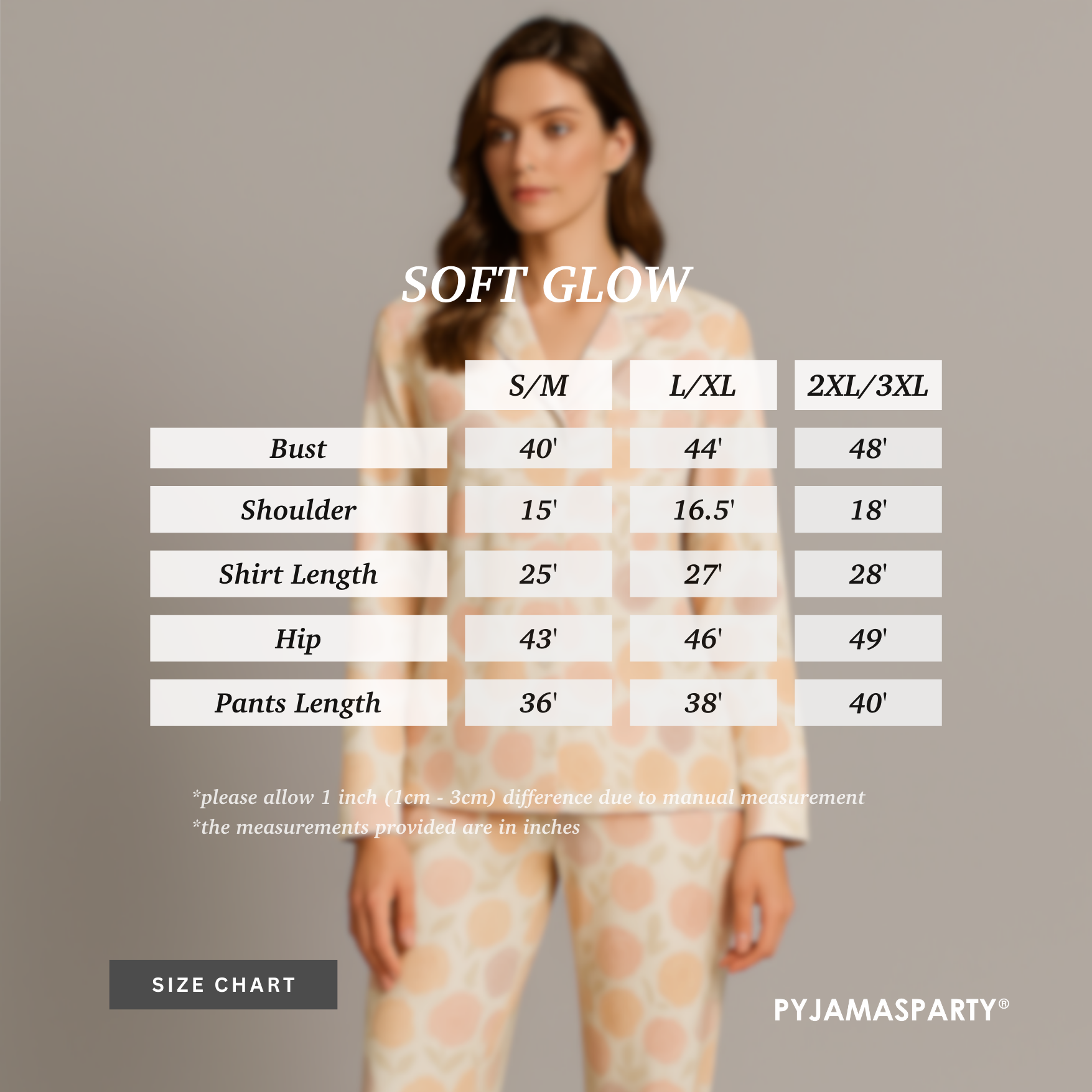 Soft Glow - Size Chart (New)