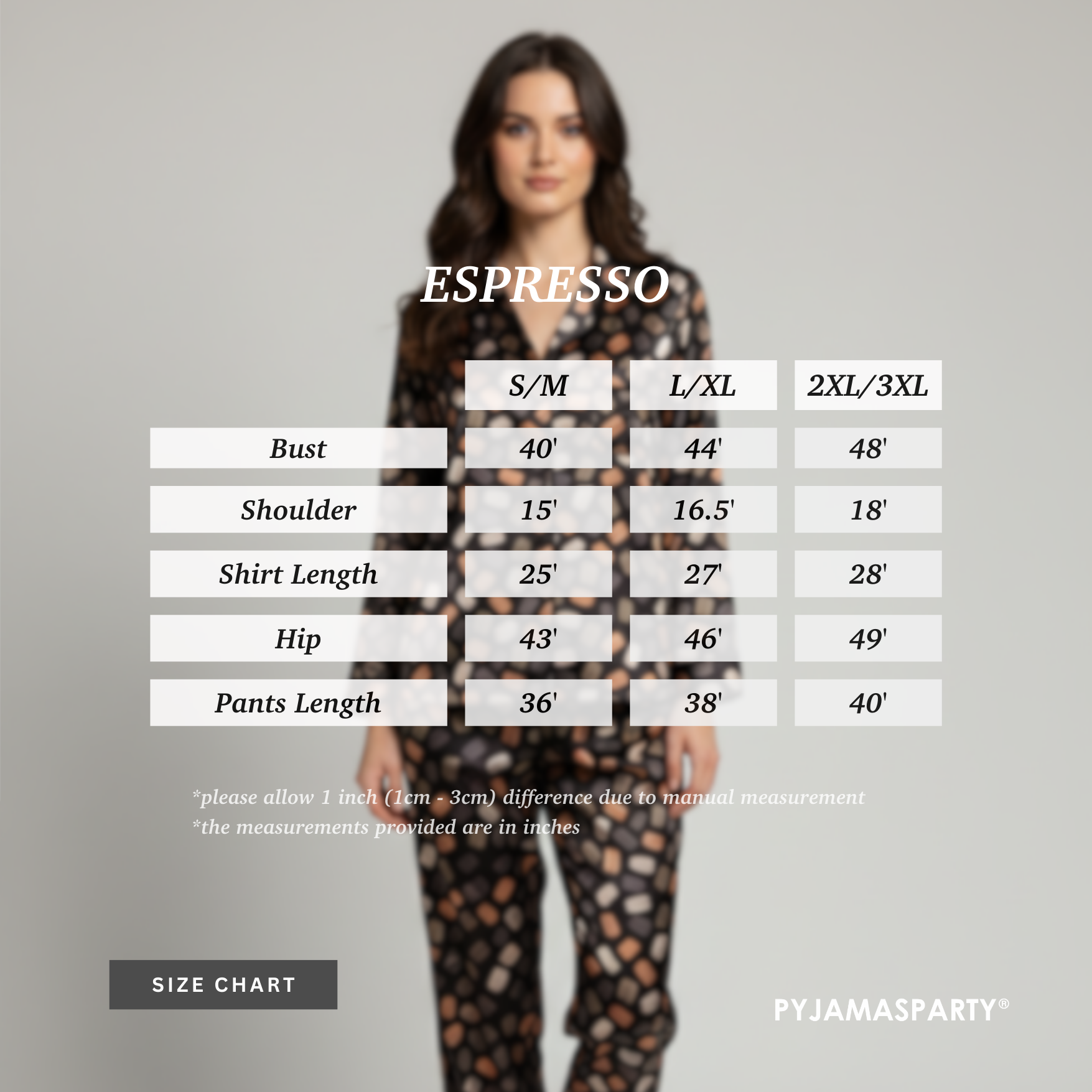Espresso - Size Chart (New)