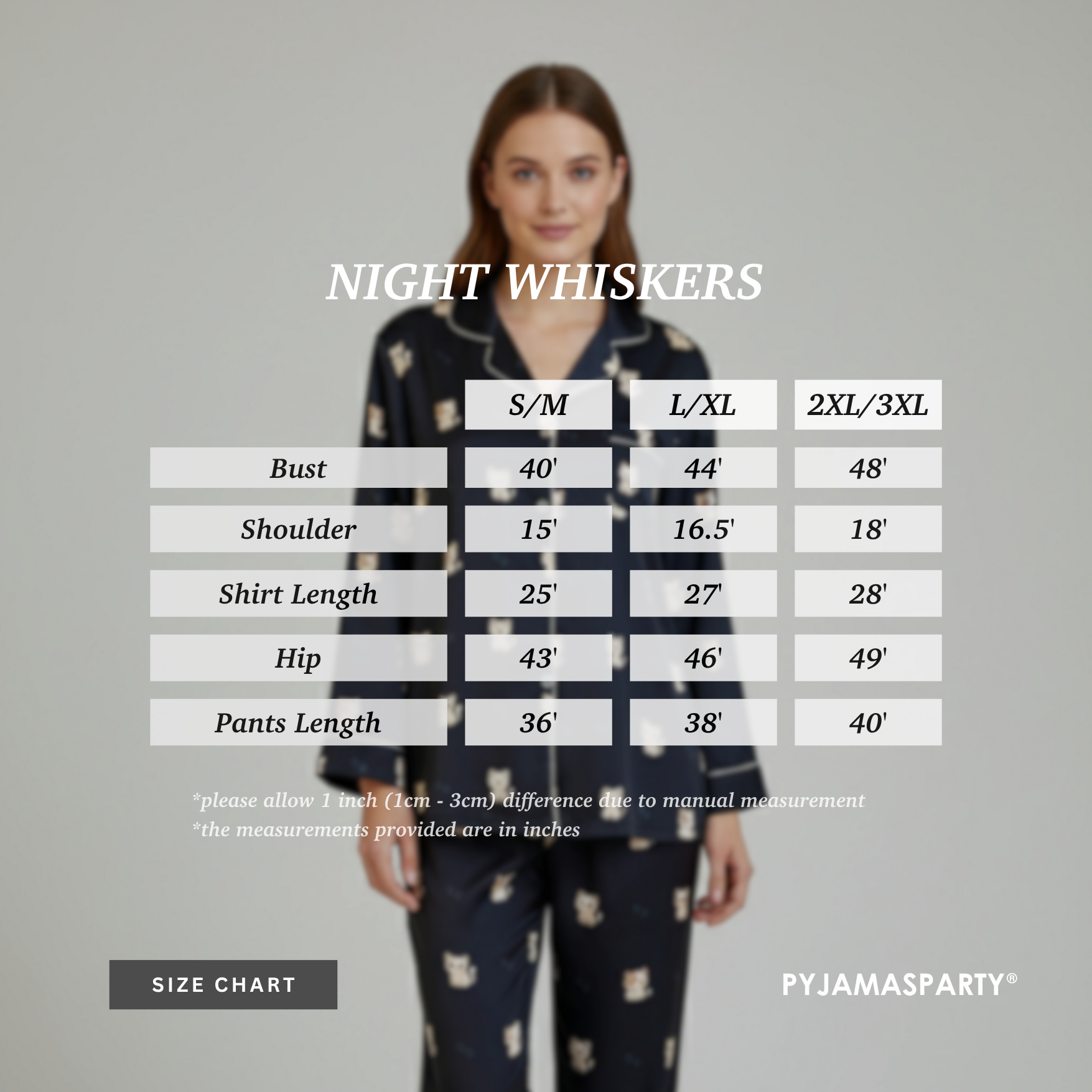 Night Whiskers - Size Chart