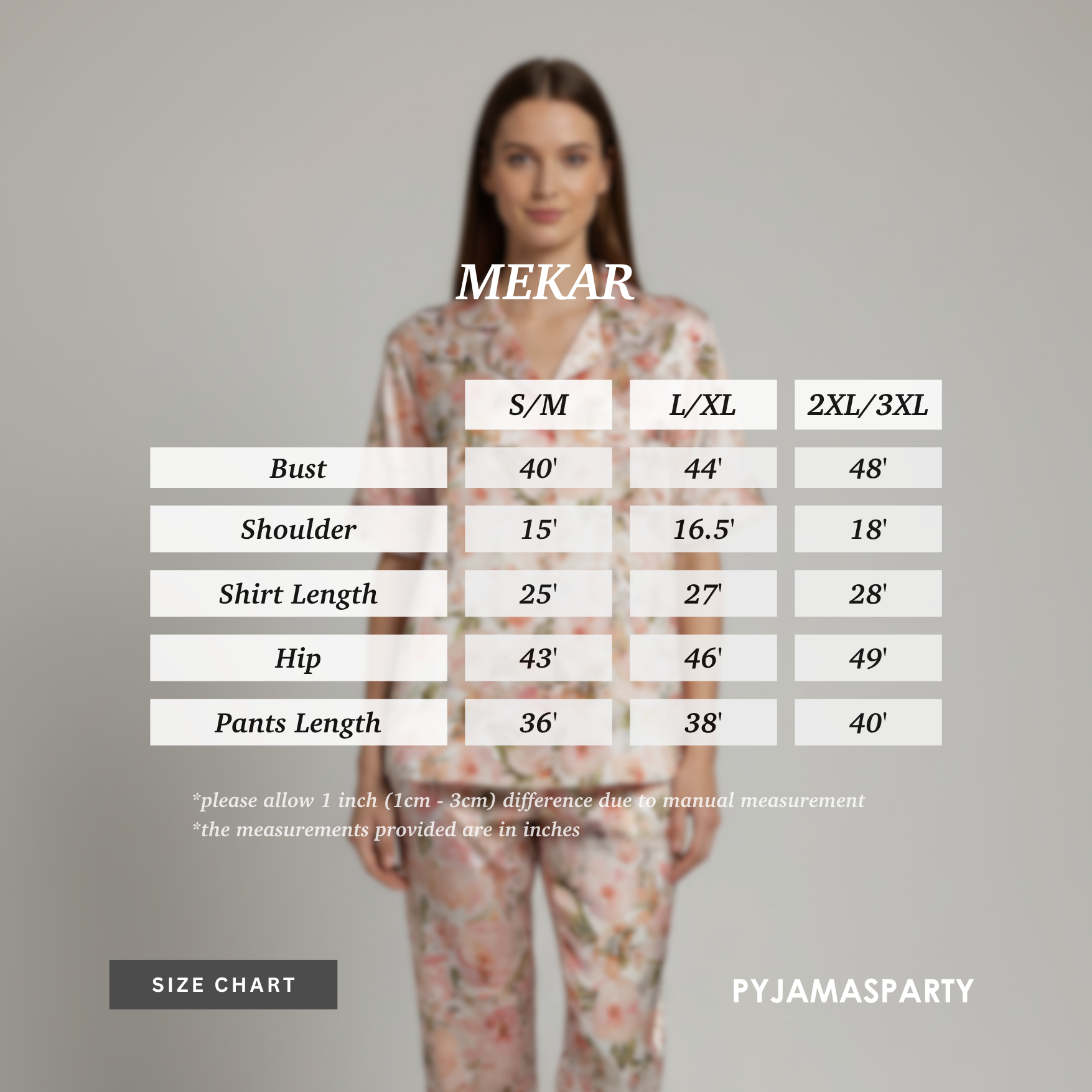 Mekar - Size Chart