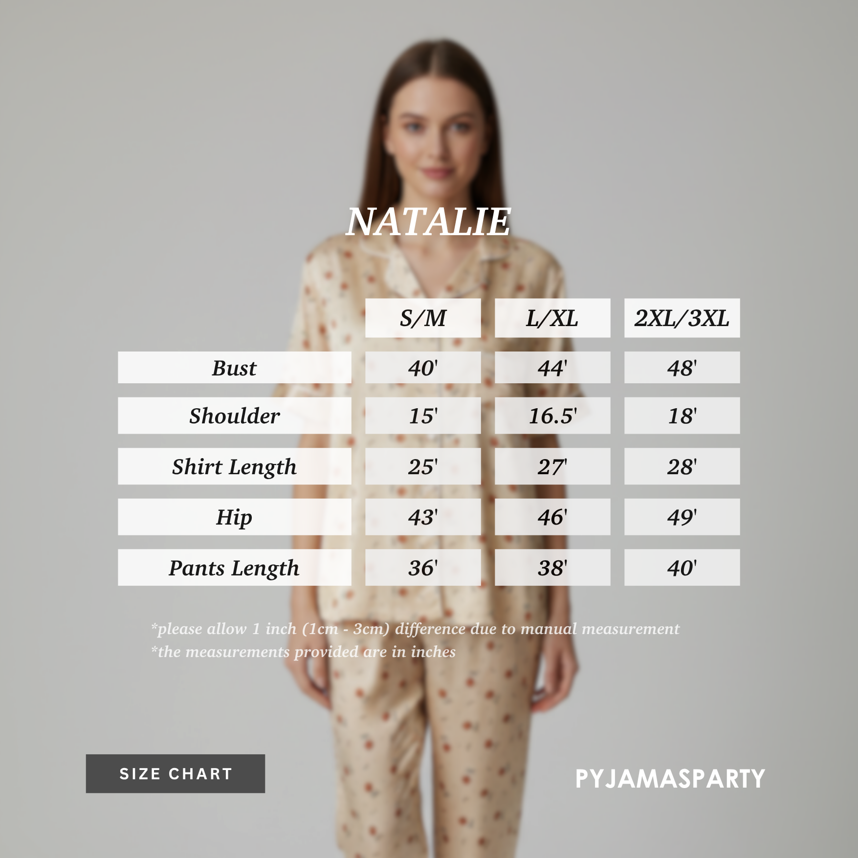 Natalie - Size Chart