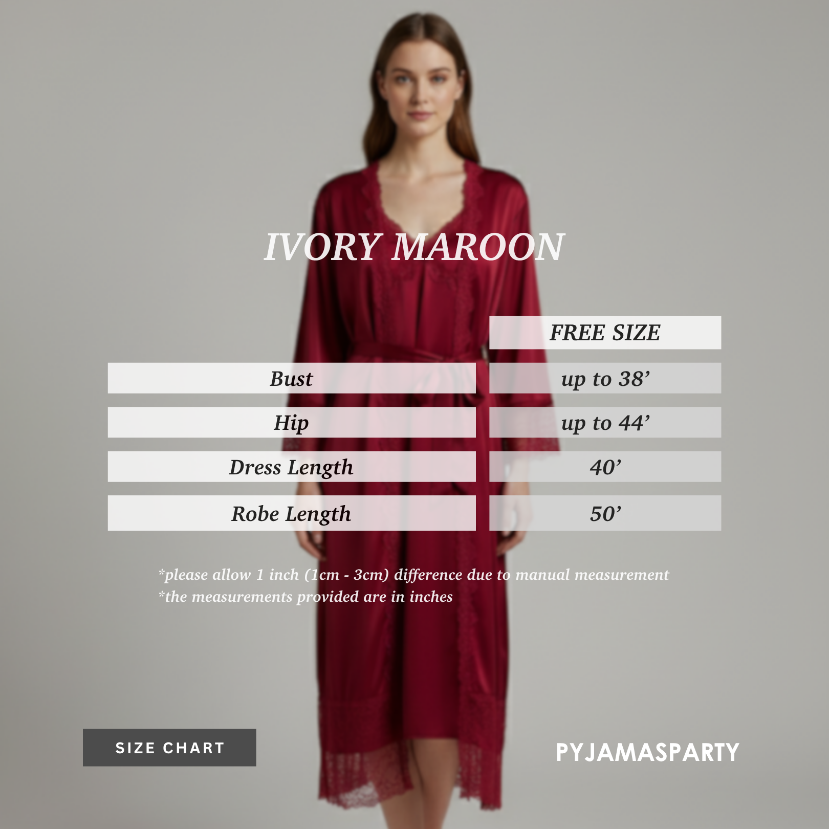 Ivory Maroon - Size Chart
