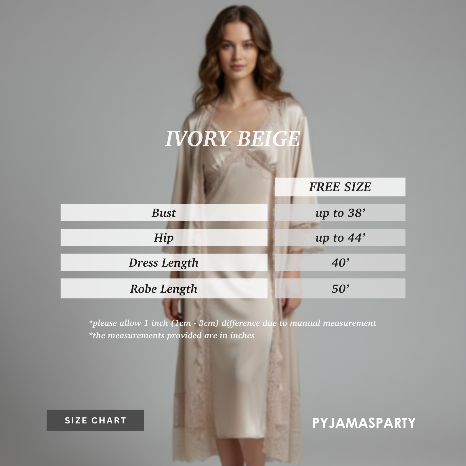 Ivory Beige - Size Chart