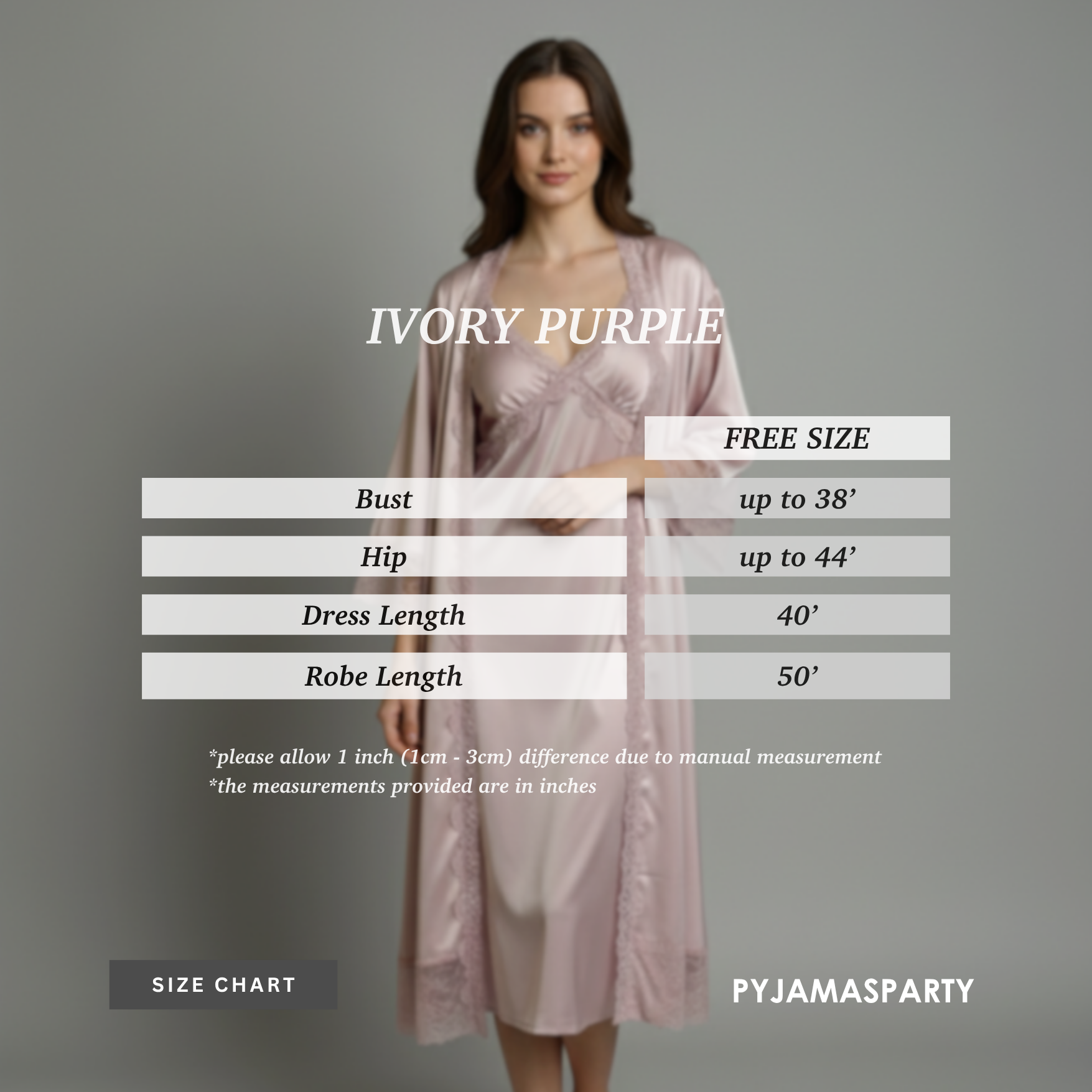 Ivory Purple - Size Chart