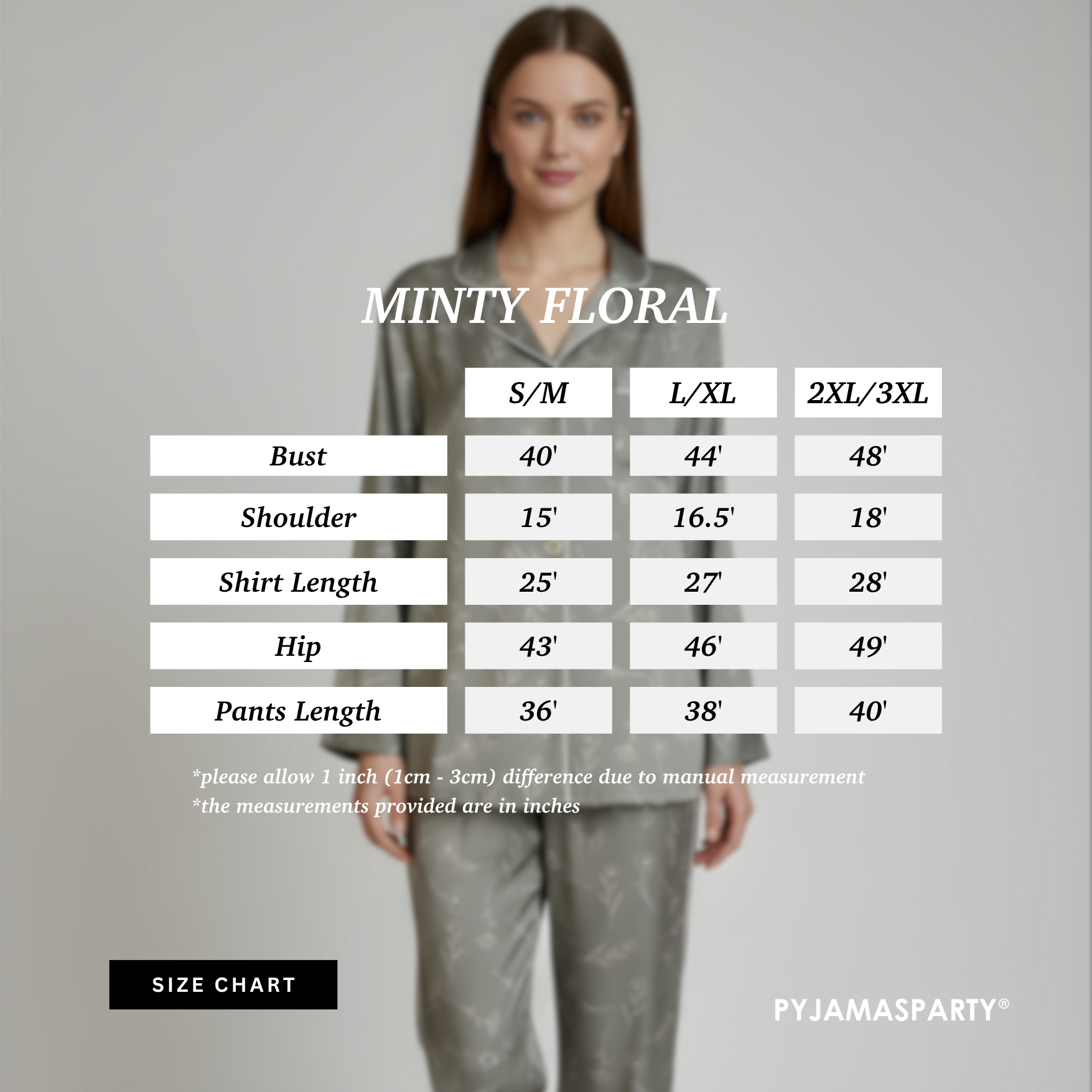 Minty Floral - Size Chart