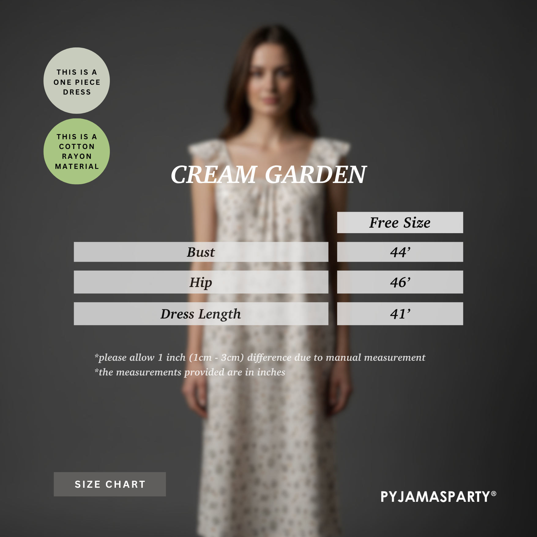 Cream Garden - Size Chart