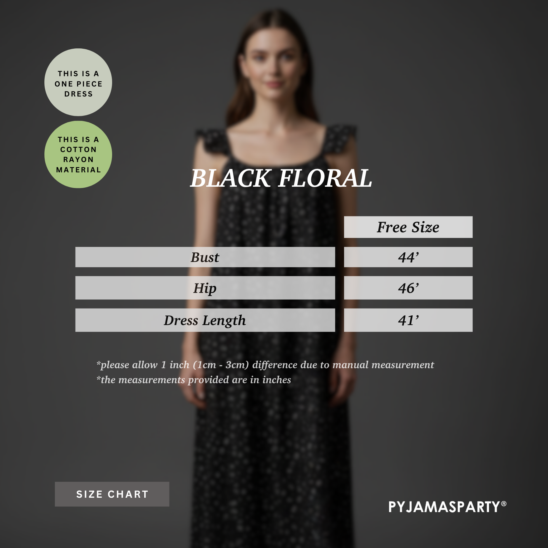 Black Floral - Size Chart