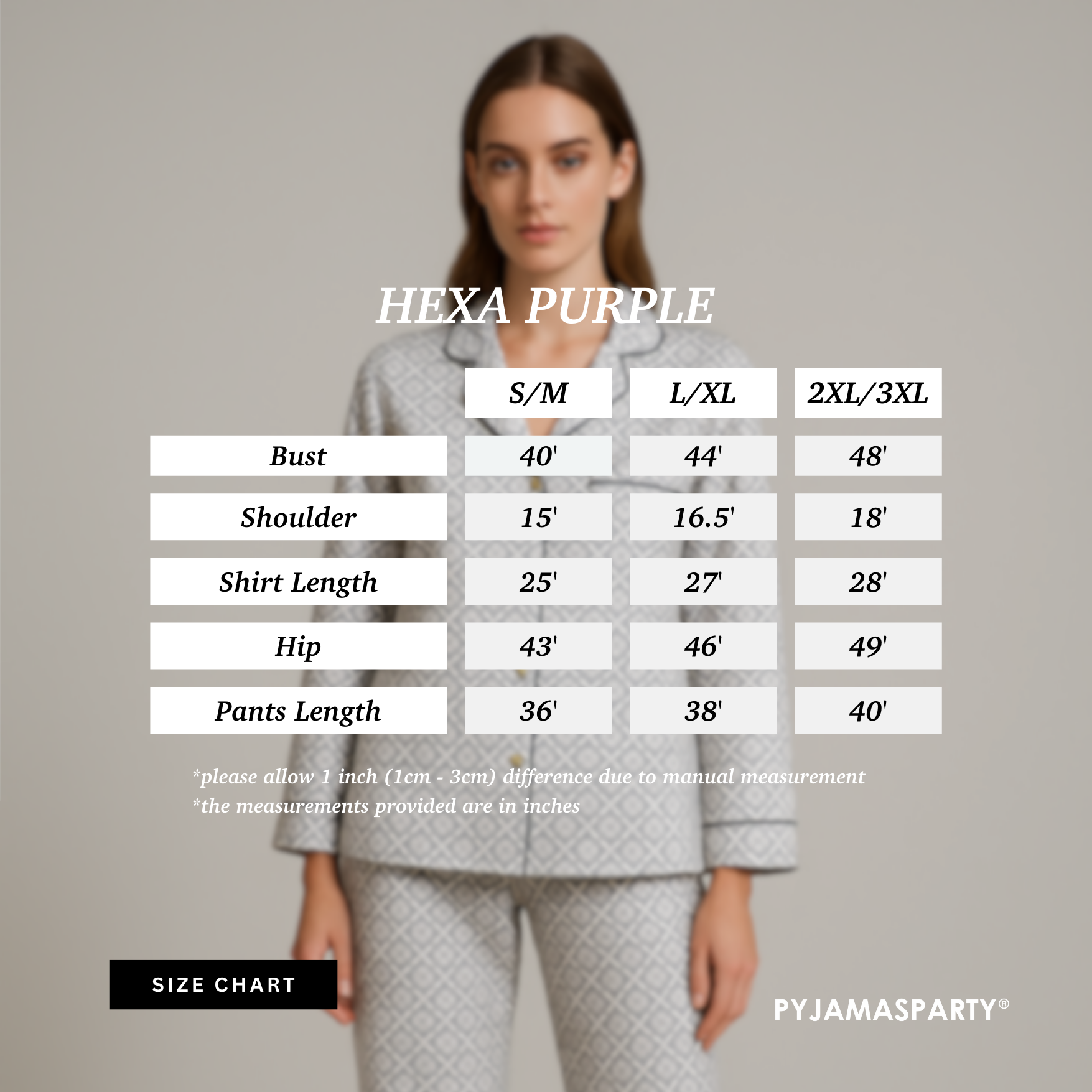 Hexa Purple - Size Chart