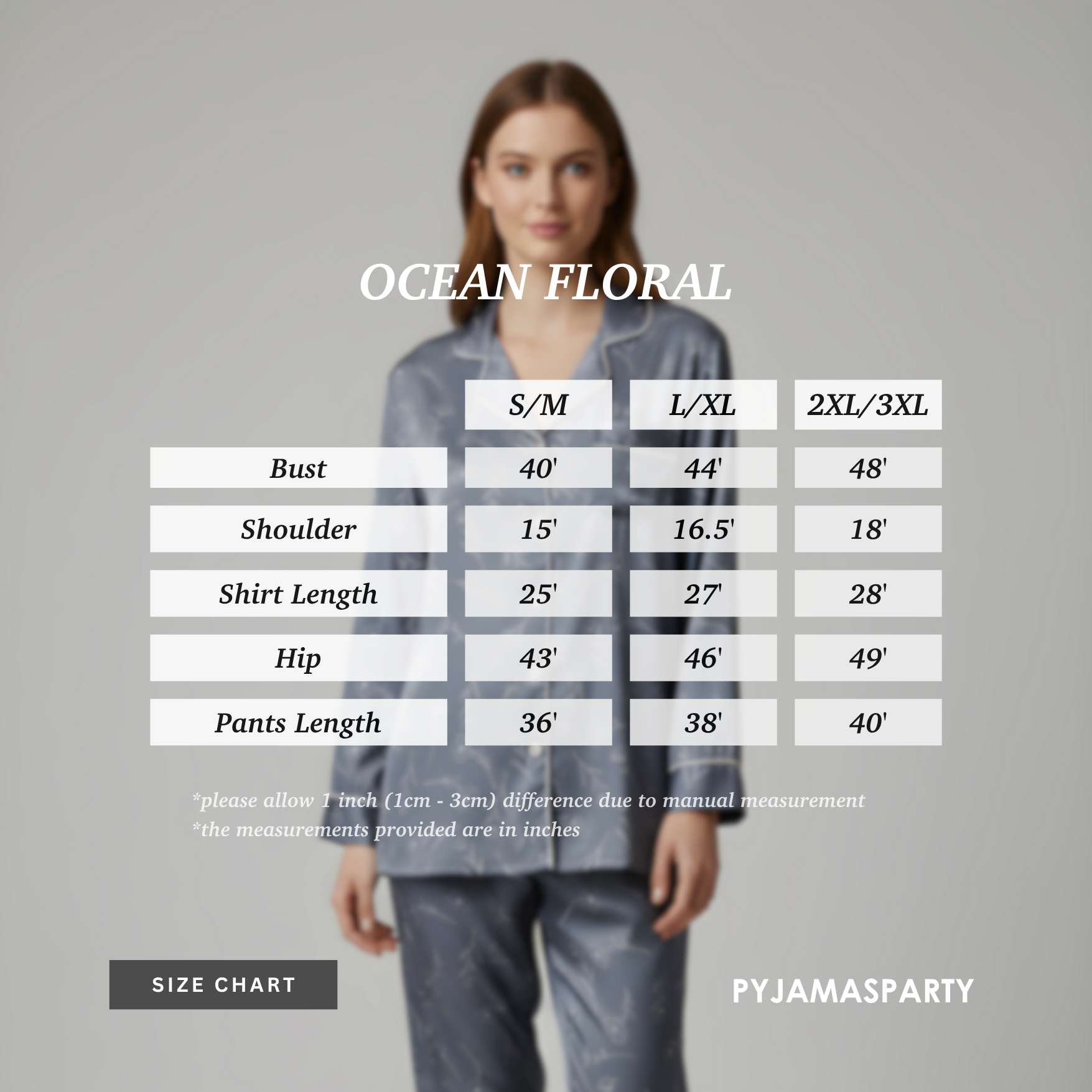 Ocean Floral - Size Chart