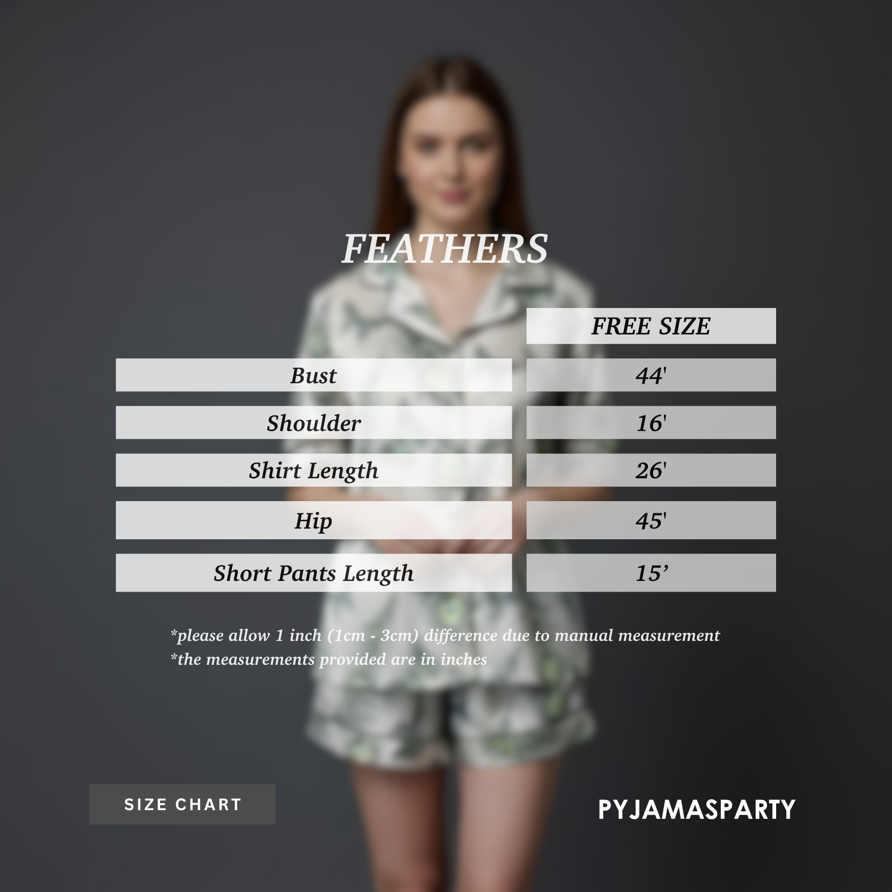 Feathers - Size Chart