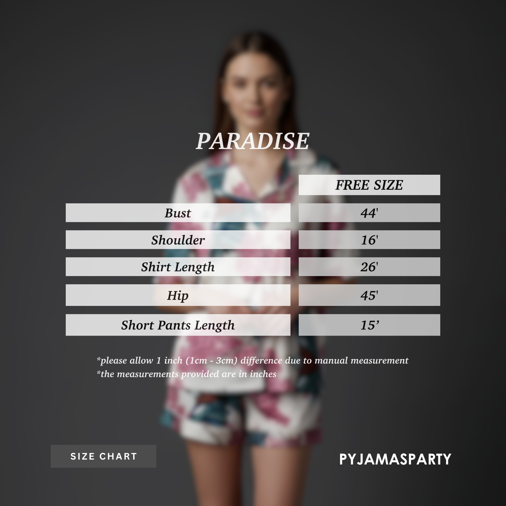 Paradise - Size Chart