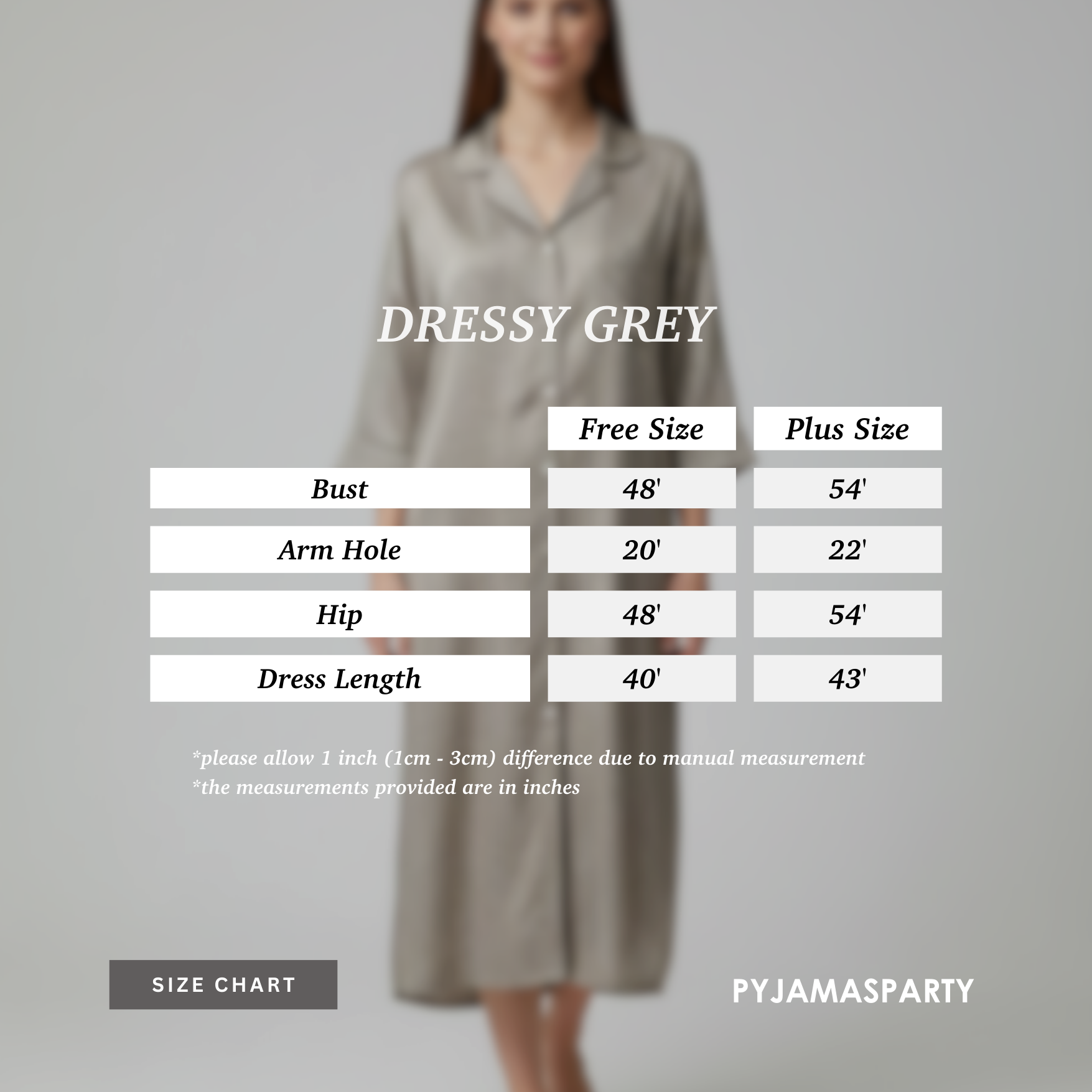 Dressy Grey - Size Chart