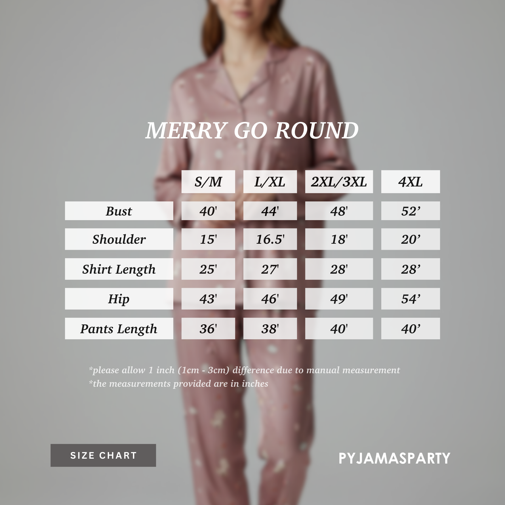 Merry Go Round - Size Chart