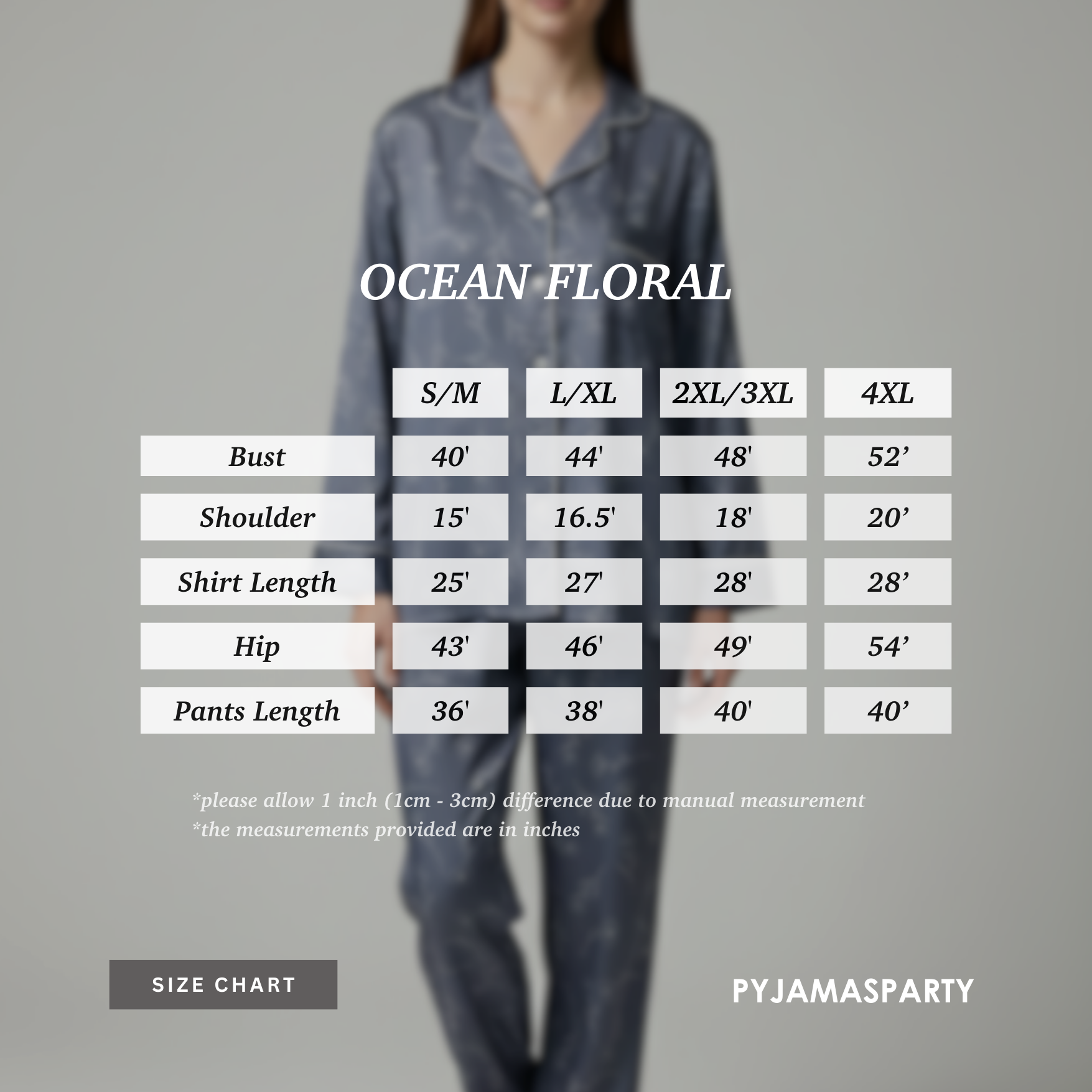 Ocean Floral - Size Chart