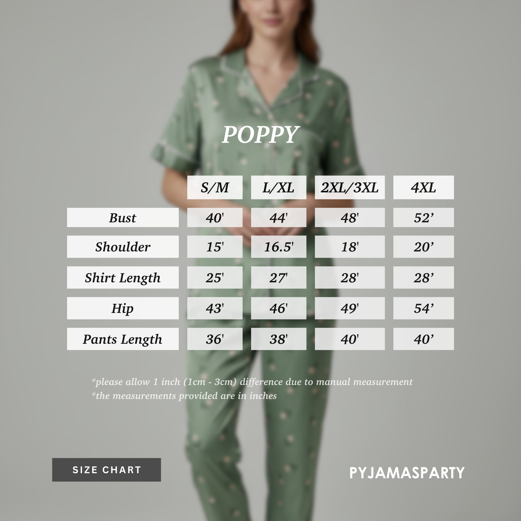 Poppy - Size Chart