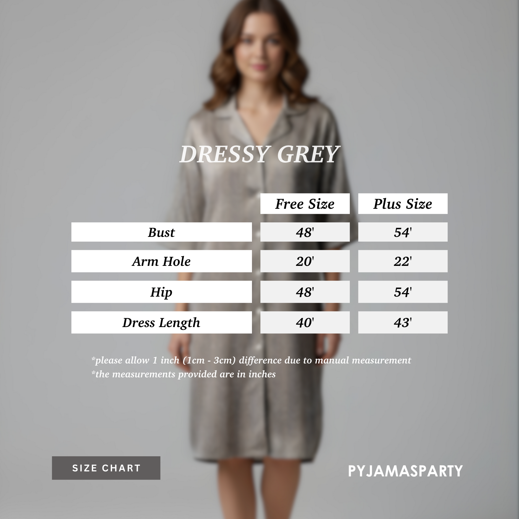 Dressy Grey - Size Chart