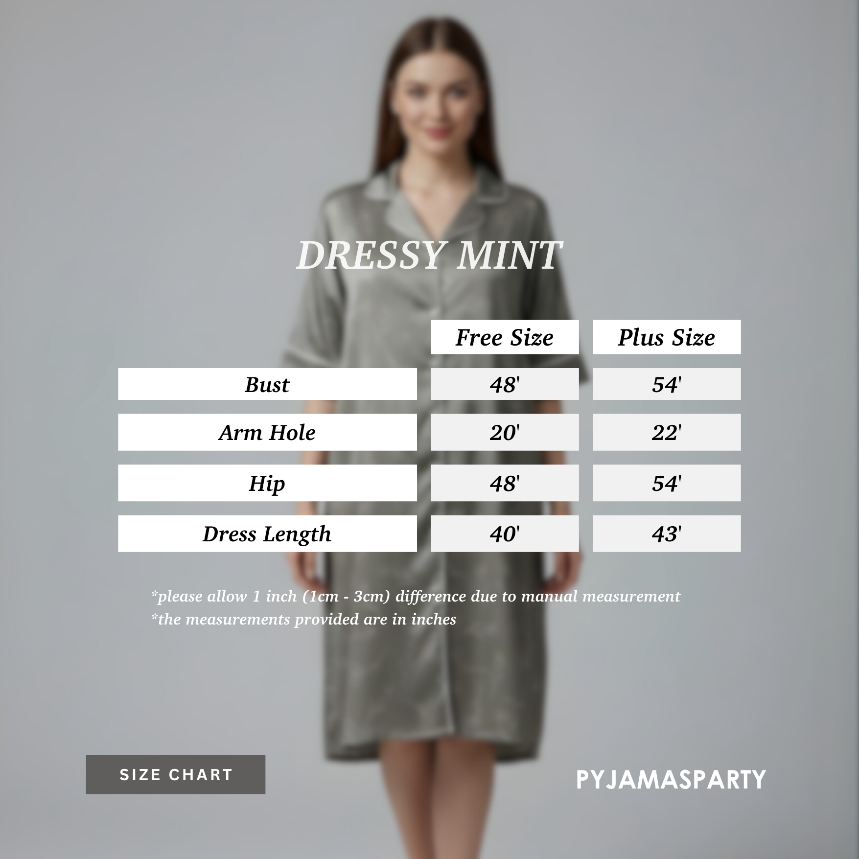 Dressy Mint - Size Chart