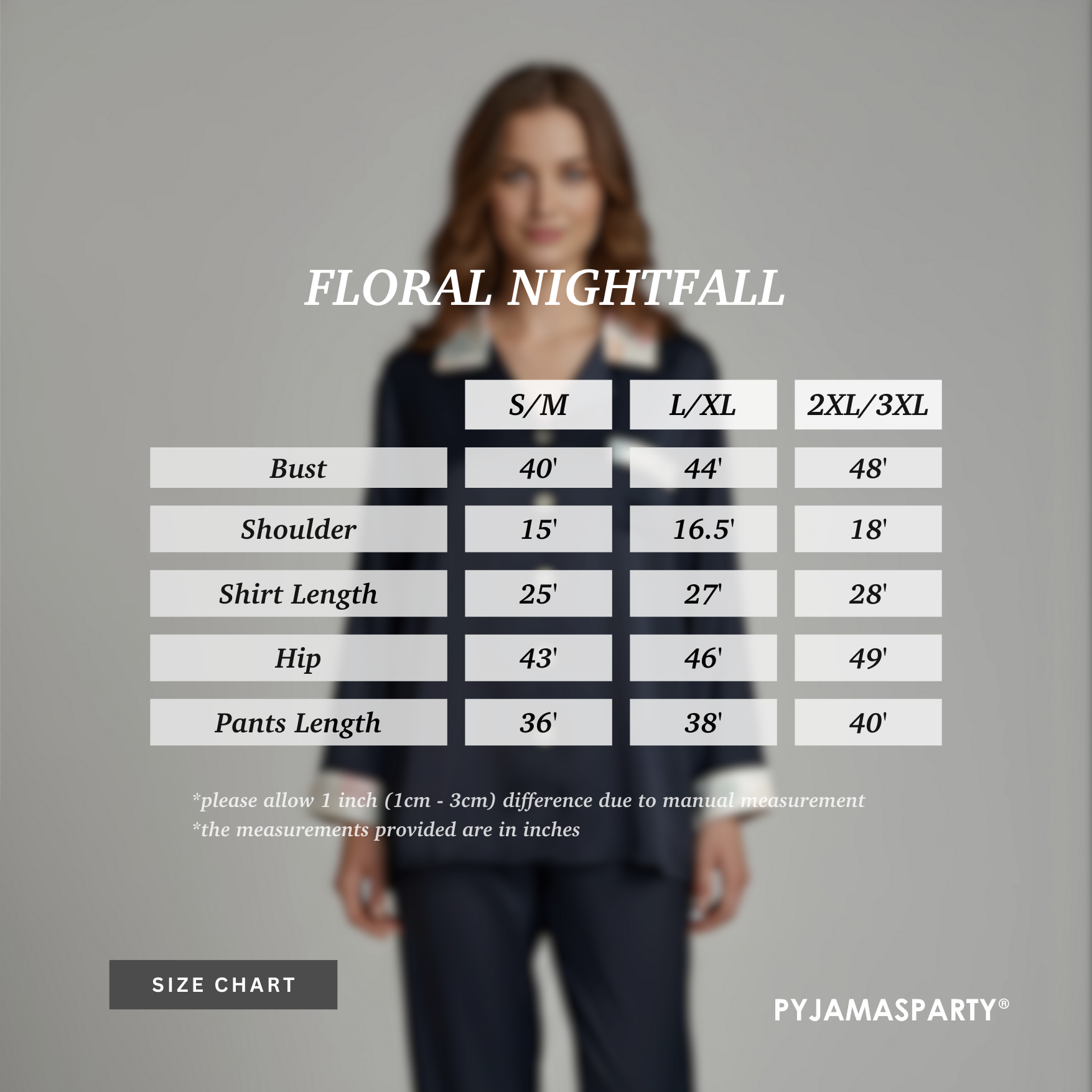 Floral Nightfall - Size Chart (New)