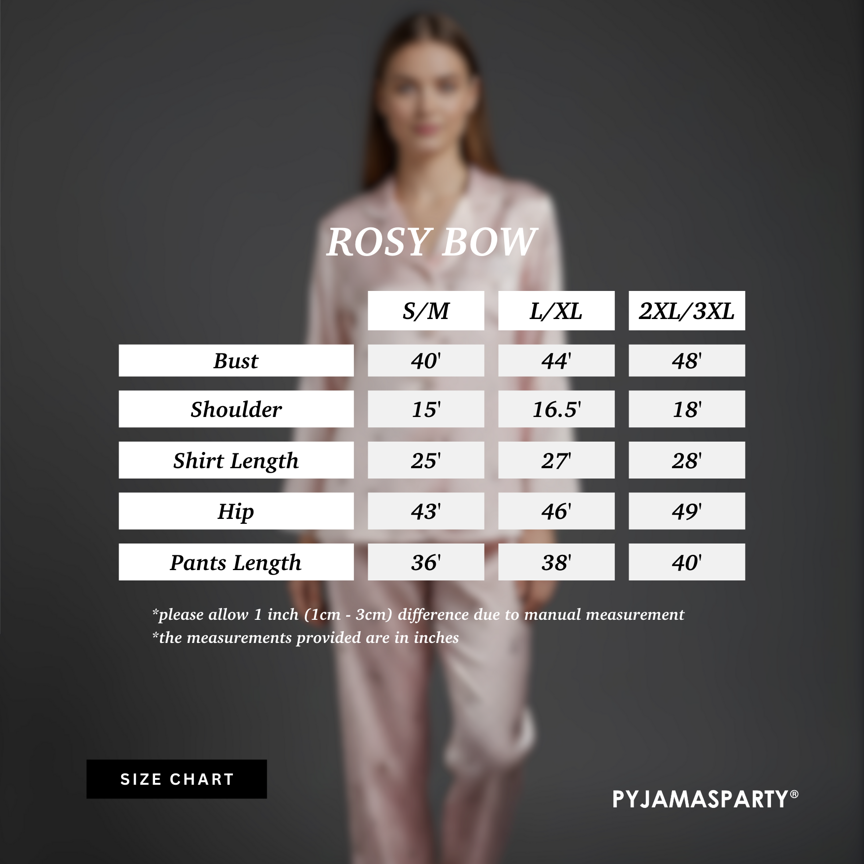 Rosy Bow - Size Chart