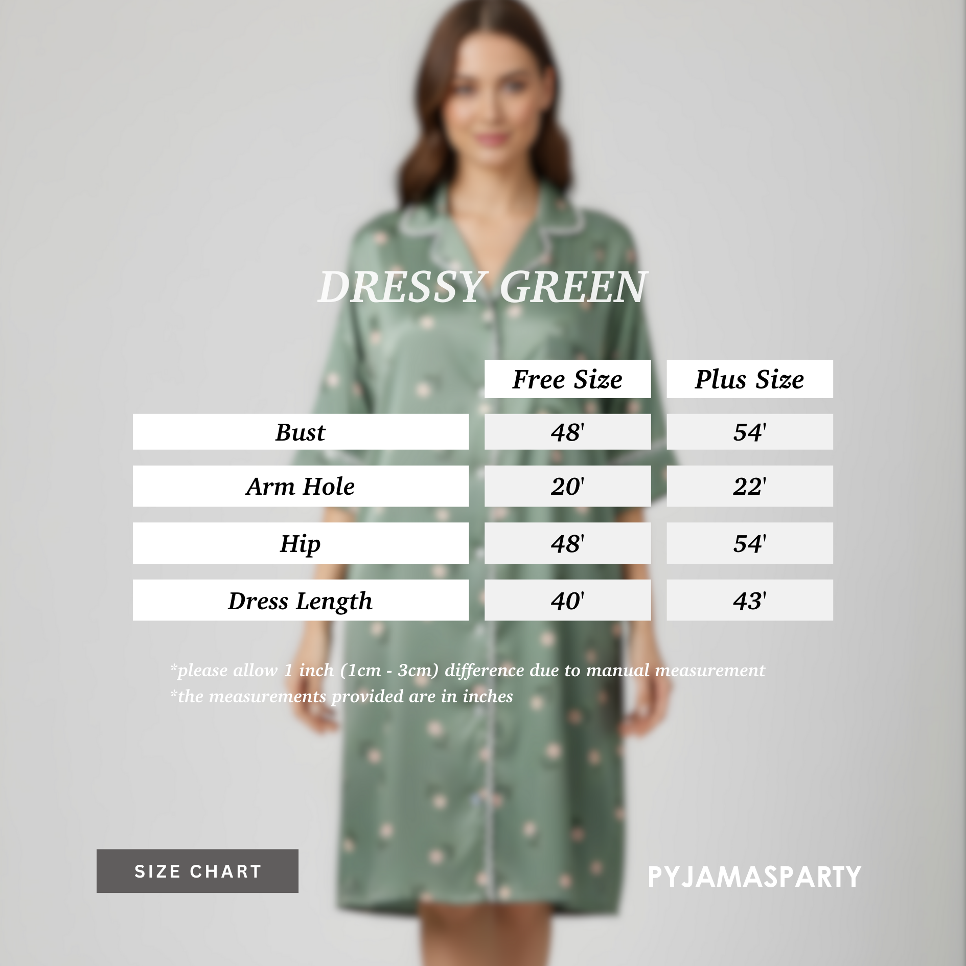 Dressy Green - Size Chart