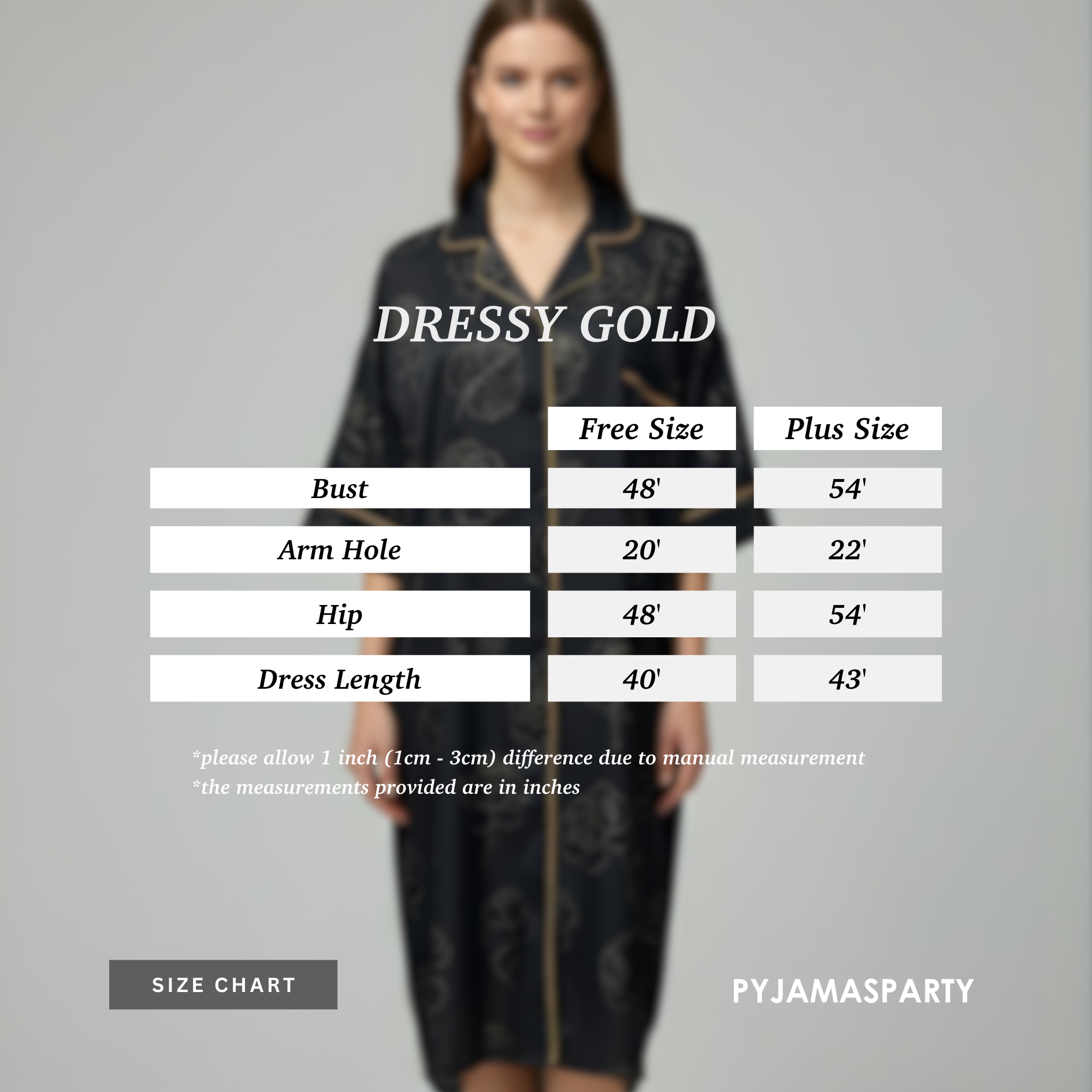 Dressy Gold - Size Chart