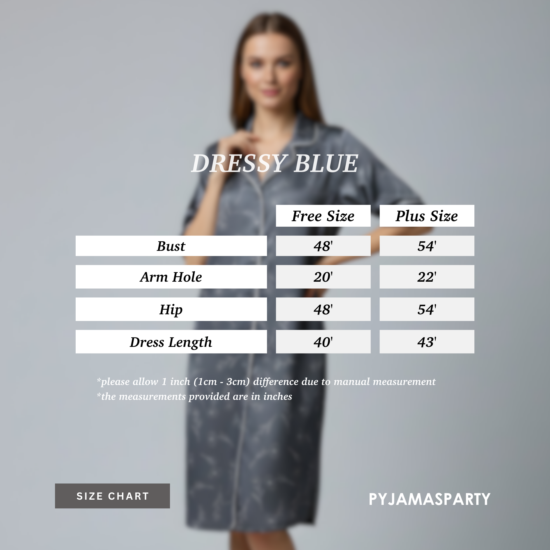 Dressy Blue - Size Chart