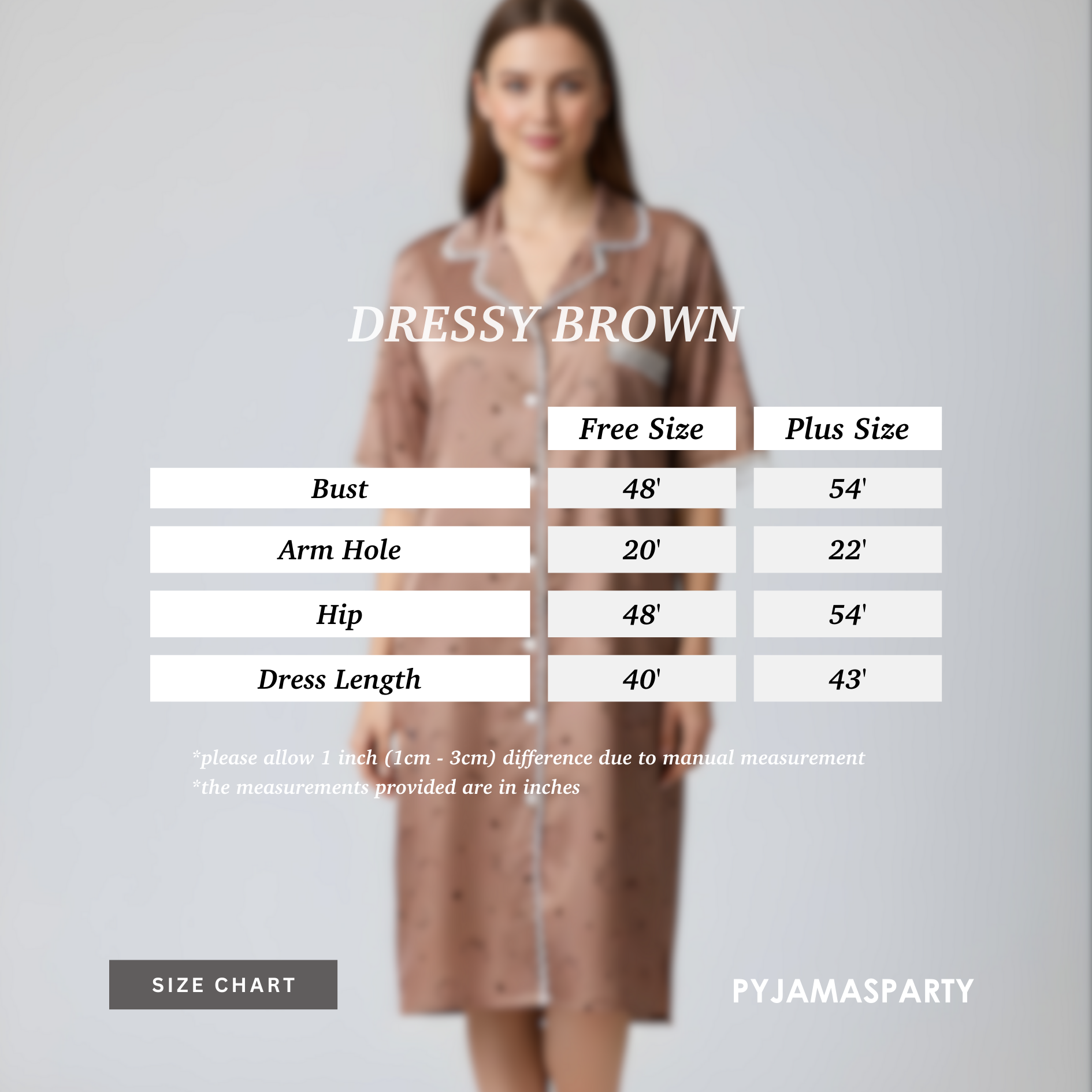 Dressy Brown - Size Chart