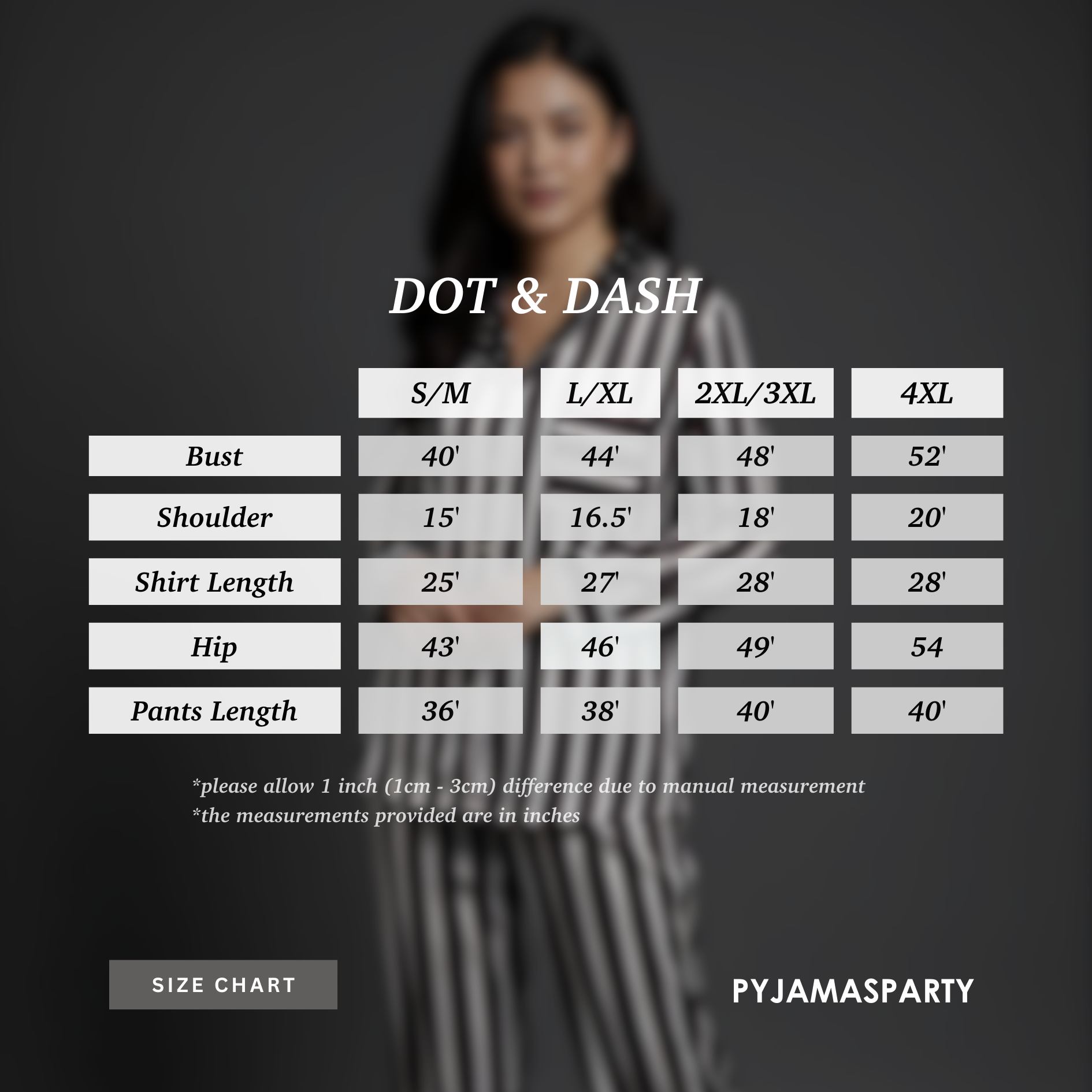 Dot & Dash - Size Chart