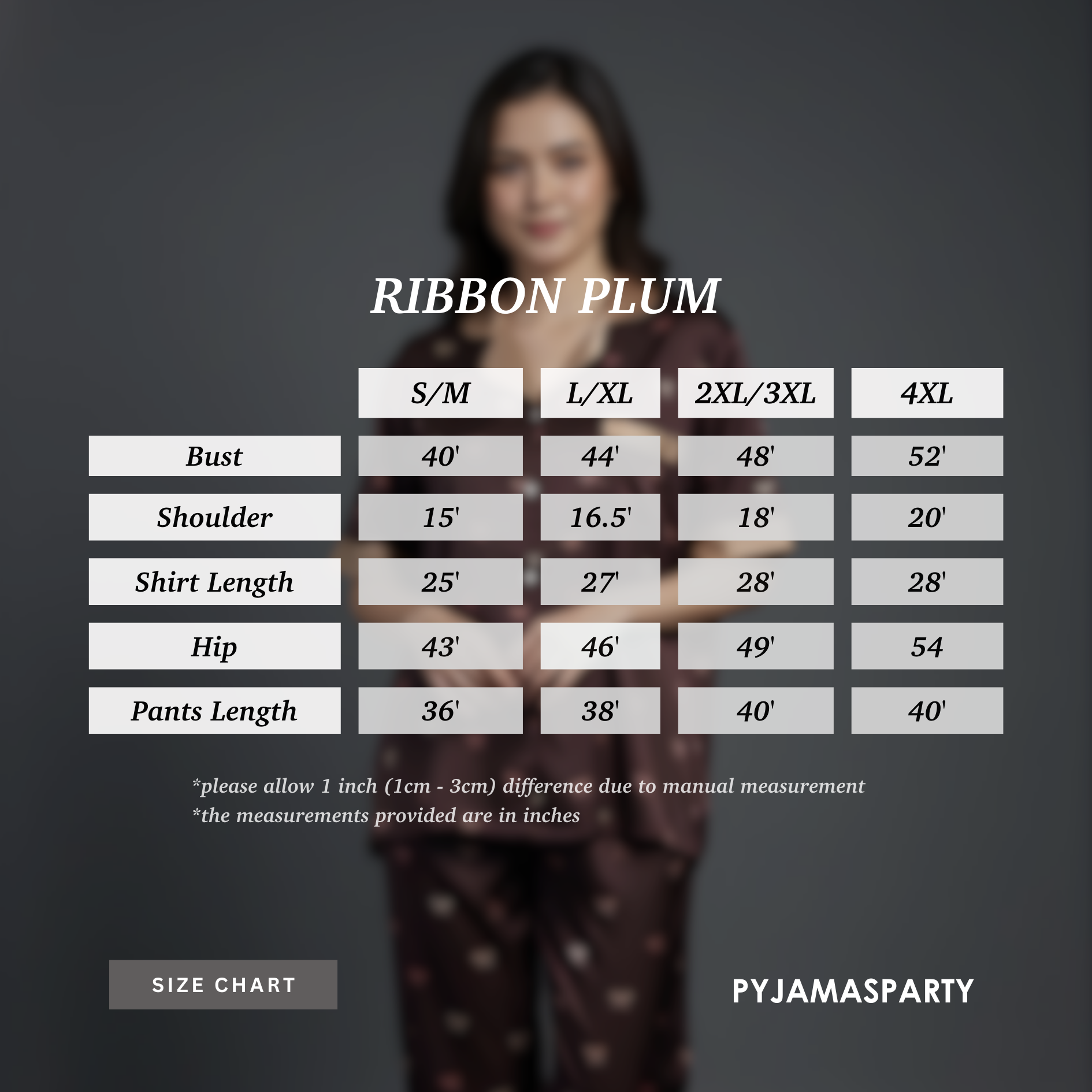 Ribbon Plum - Size Chart
