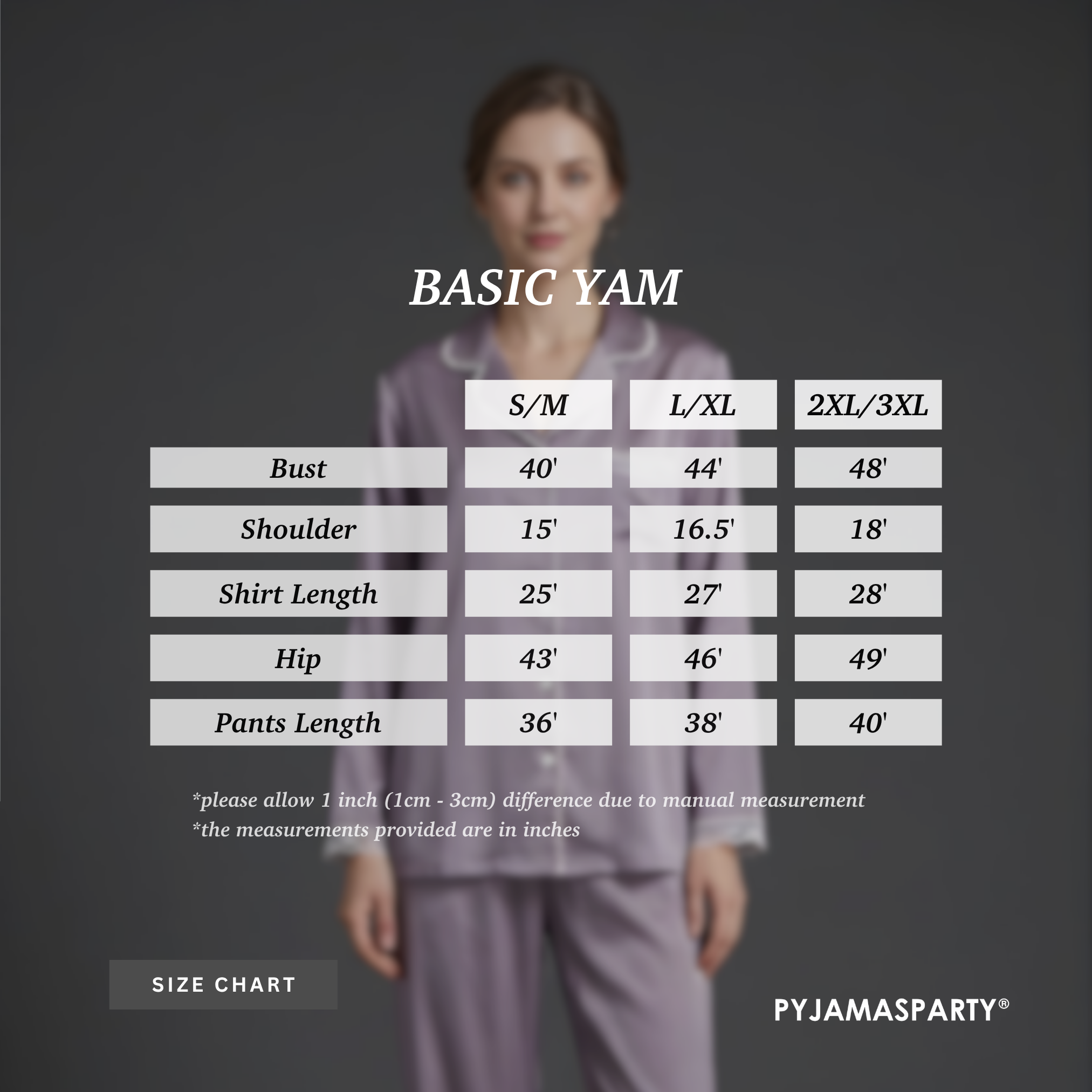 Basic Yam - Size Chart (New)