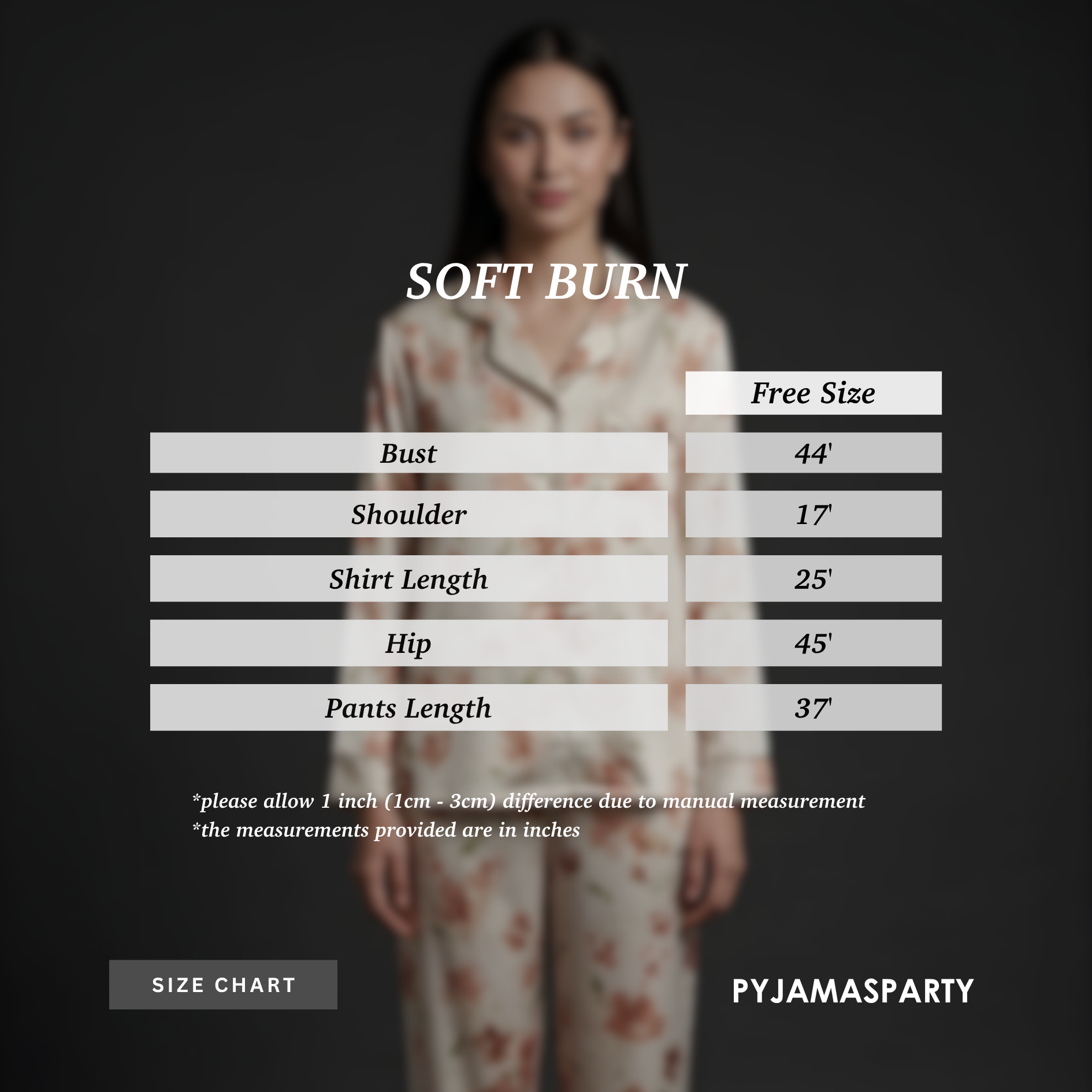 Soft Burn - Size Chart