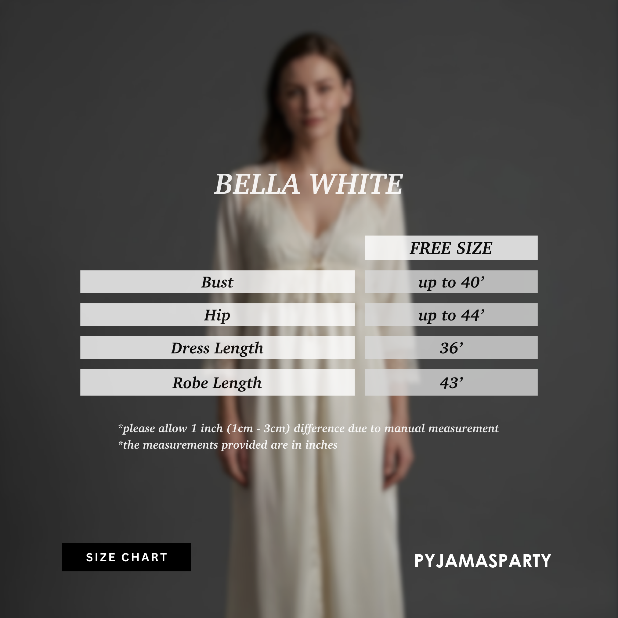 Bella White - Size Chart